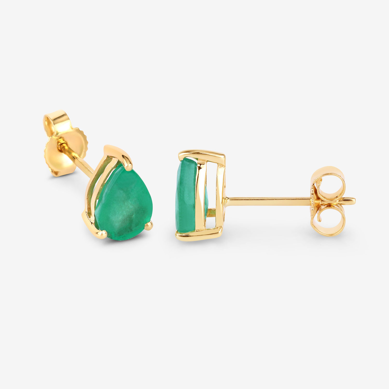 1.30 Carat Genuine Zambian Emerald 10K Yellow Gold Earrings 1.30 C.T.W 10K yellow gold - view 2