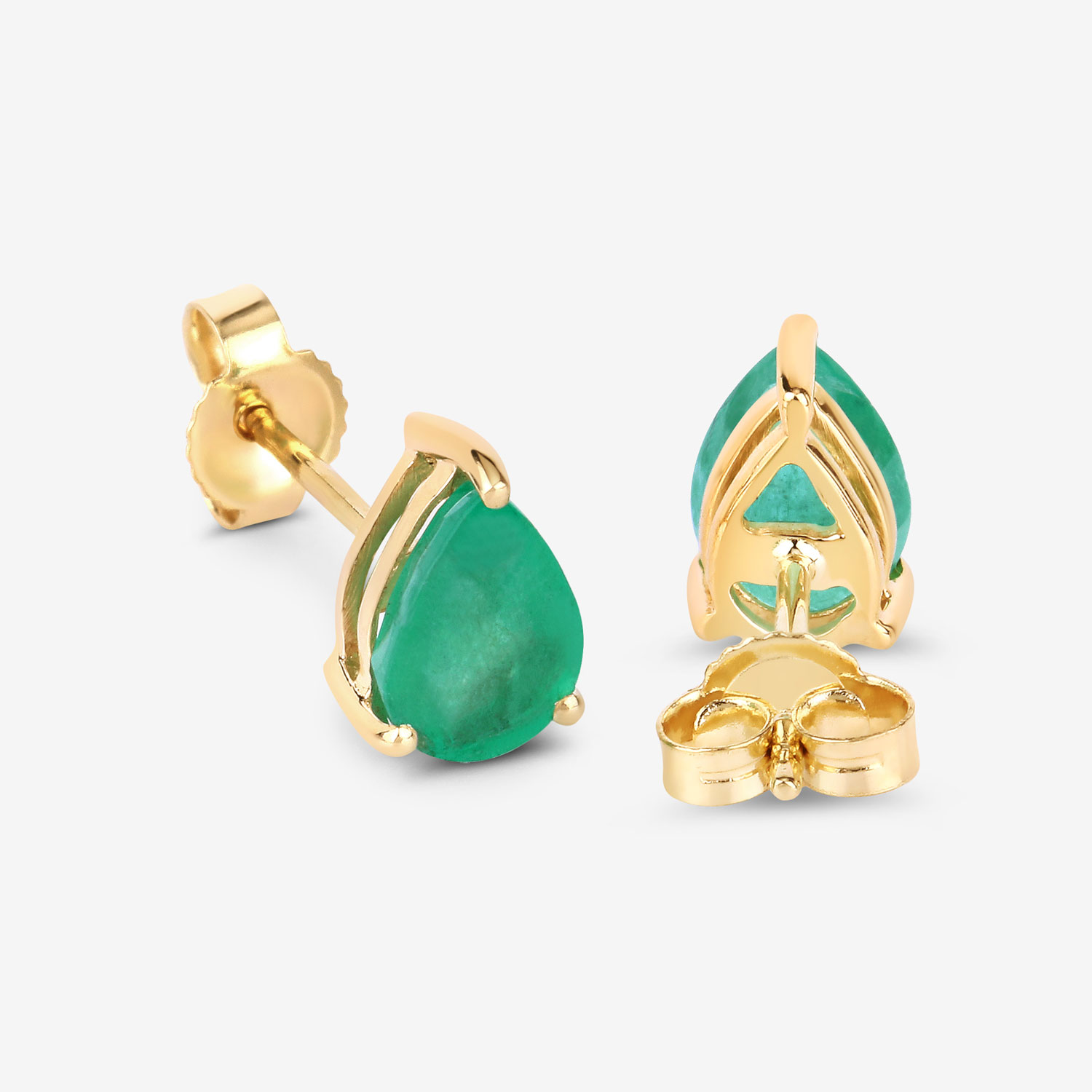 1.30 Carat Genuine Zambian Emerald 10K Yellow Gold Earrings 1.30 C.T.W 10K yellow gold - view 6