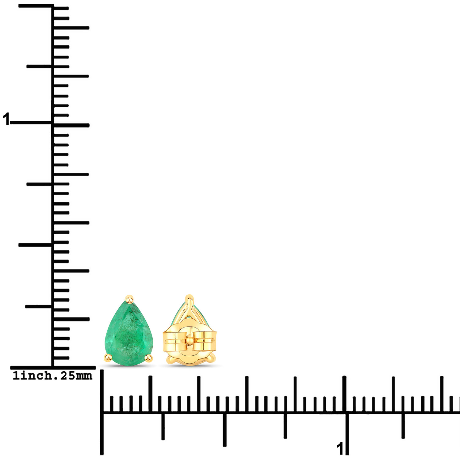 1.30 Carat Genuine Zambian Emerald 14K Yellow Gold Earrings 1.30 C.T.W 14K yellow gold - view 3