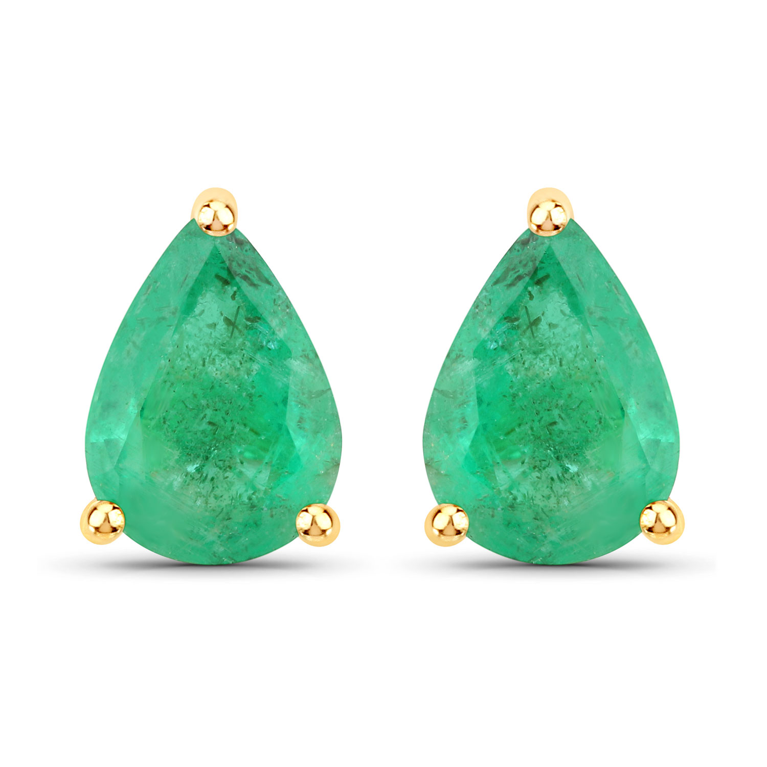 1.30 Carat Genuine Zambian Emerald 14K Yellow Gold Earrings 1.30 C.T.W 14K yellow gold - view 2