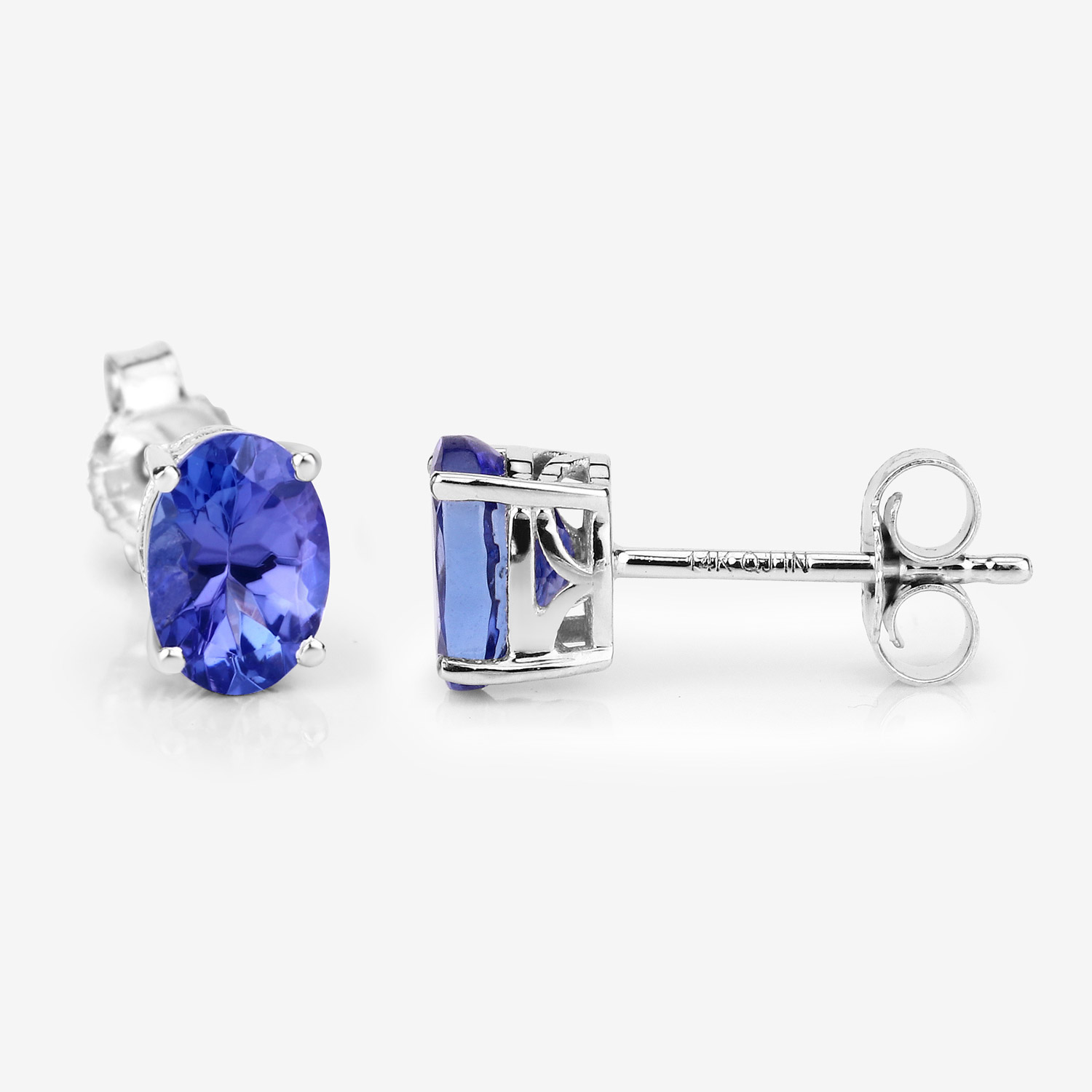 1.20 Carat Genuine Tanzanite 14K White Gold Earrings 3.14 C.T.W 14K white gold - view 3