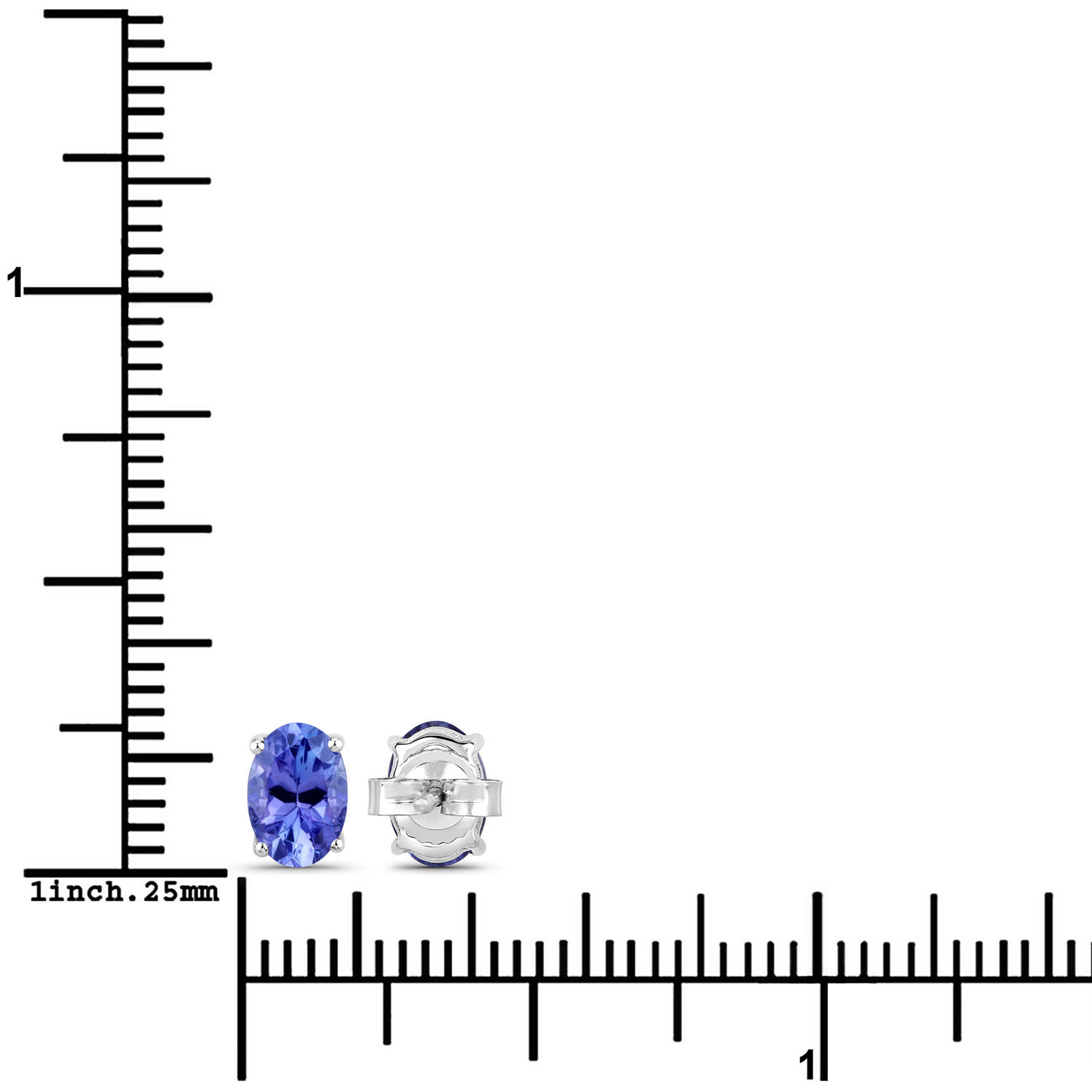 1.20 Carat Genuine Tanzanite 14K White Gold Earrings 3.14 C.T.W 14K white gold - view 2
