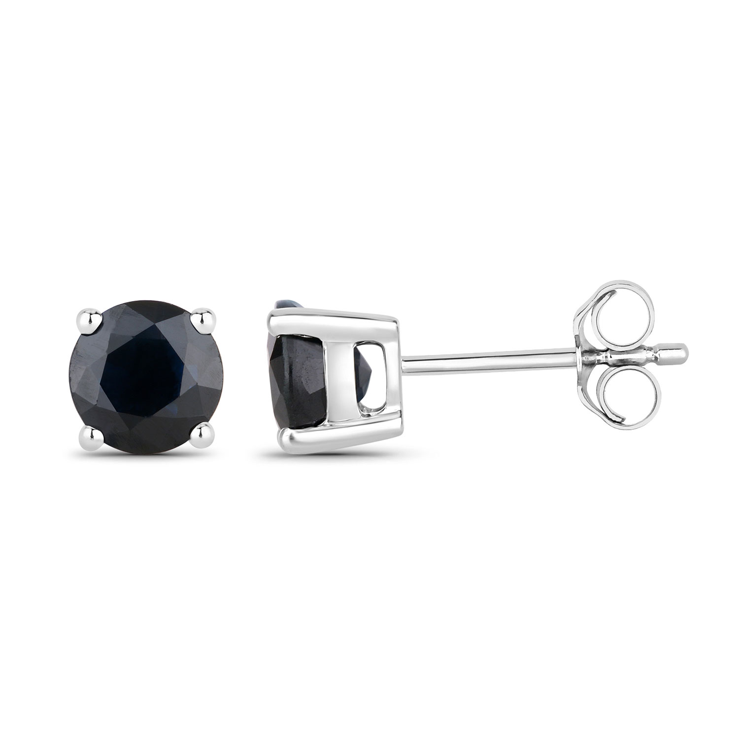 1.70 Carat Genuine Blue Sapphire 10K White Gold Earrings 1.70 C.T.W 10K white gold - view 6