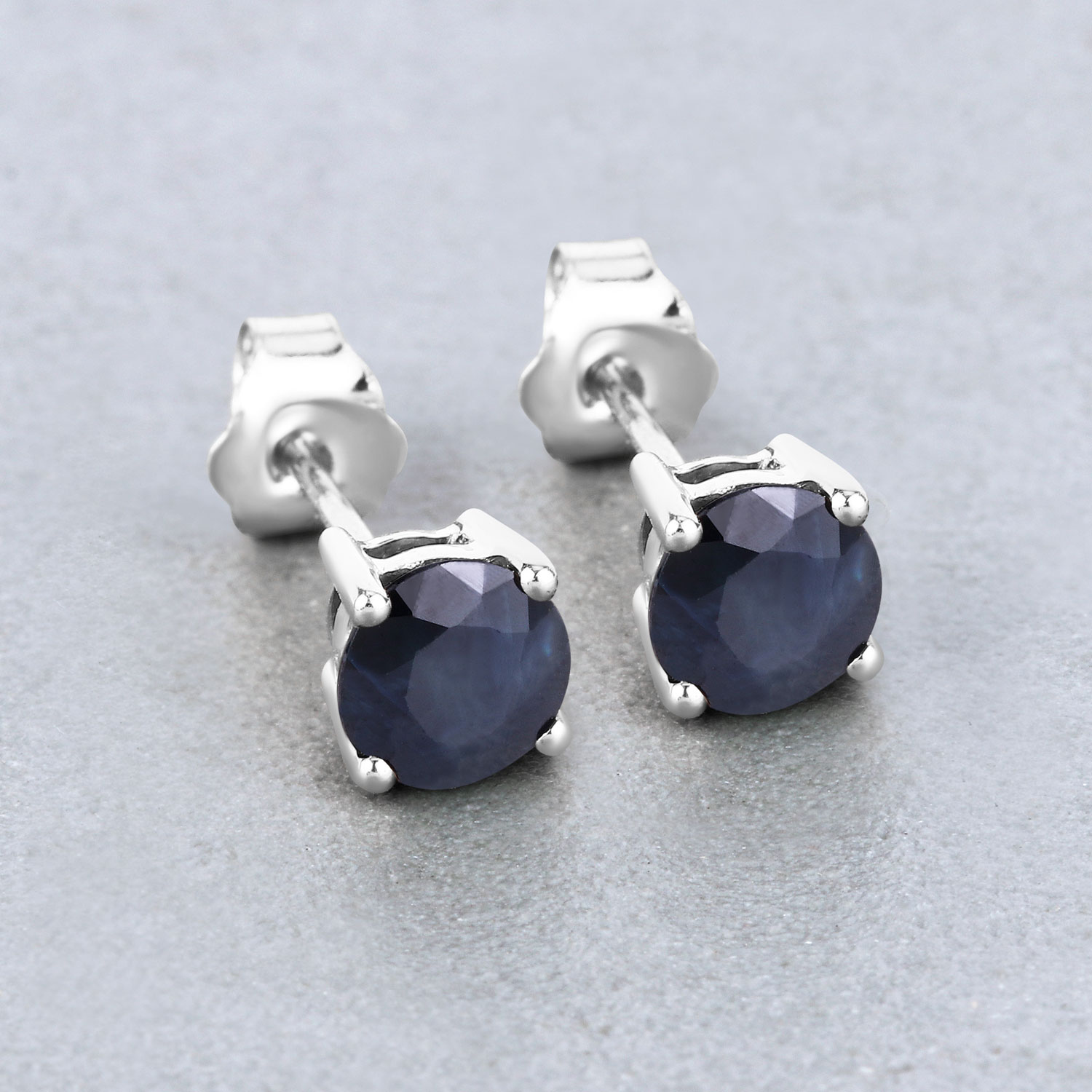 1.70 Carat Genuine Blue Sapphire 10K White Gold Earrings 1.70 C.T.W 10K white gold - view 10