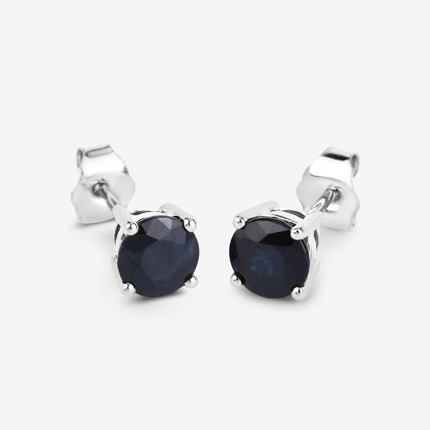 1.70 Carat Genuine Blue Sapphire 10K White Gold Earrings 1.70 C.T.W 10K white gold - view 3