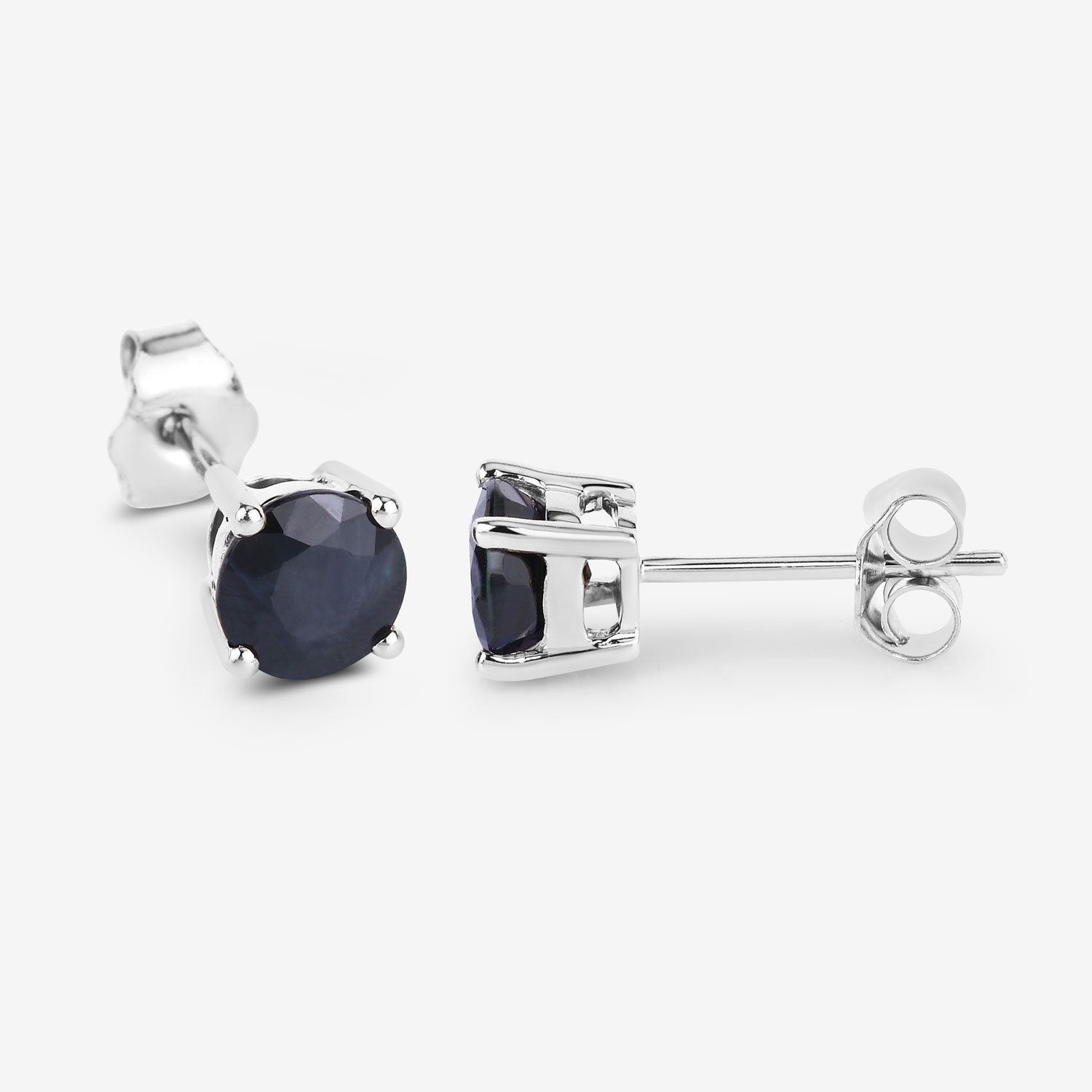 1.70 Carat Genuine Blue Sapphire 10K White Gold Earrings 1.70 C.T.W 10K white gold - view 4