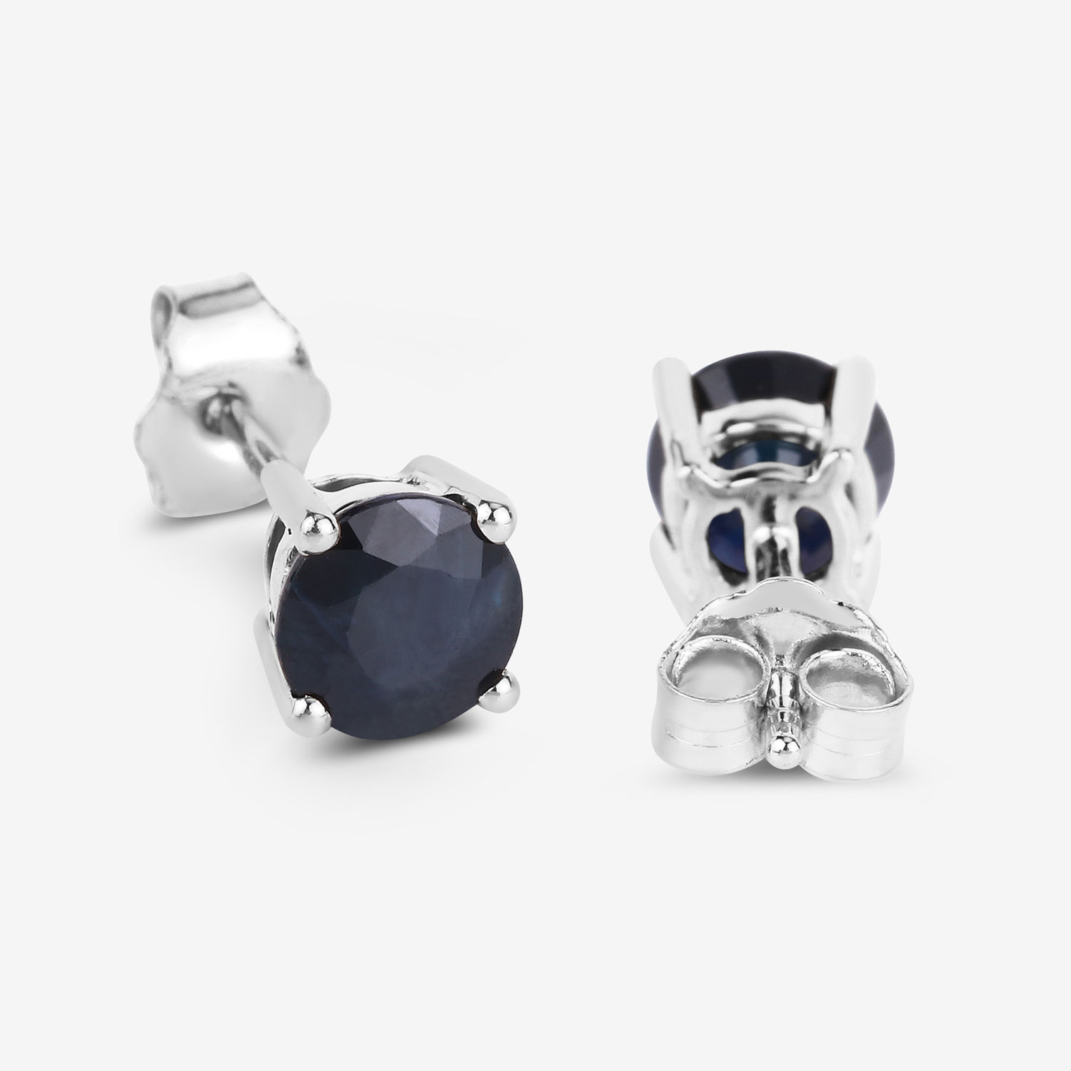 1.70 Carat Genuine Blue Sapphire 10K White Gold Earrings 1.70 C.T.W 10K white gold - view 8