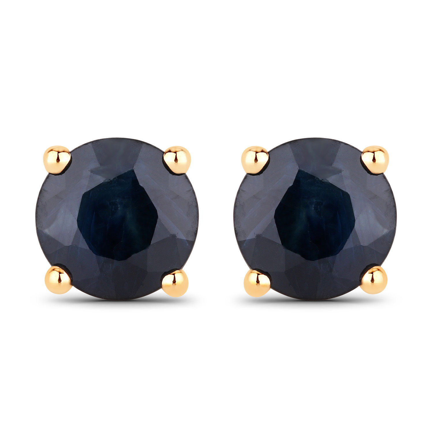 1.70 Carat Genuine Blue Sapphire 10K Yellow Gold Earrings 1.70 C.T.W 10K yellow gold - view 7