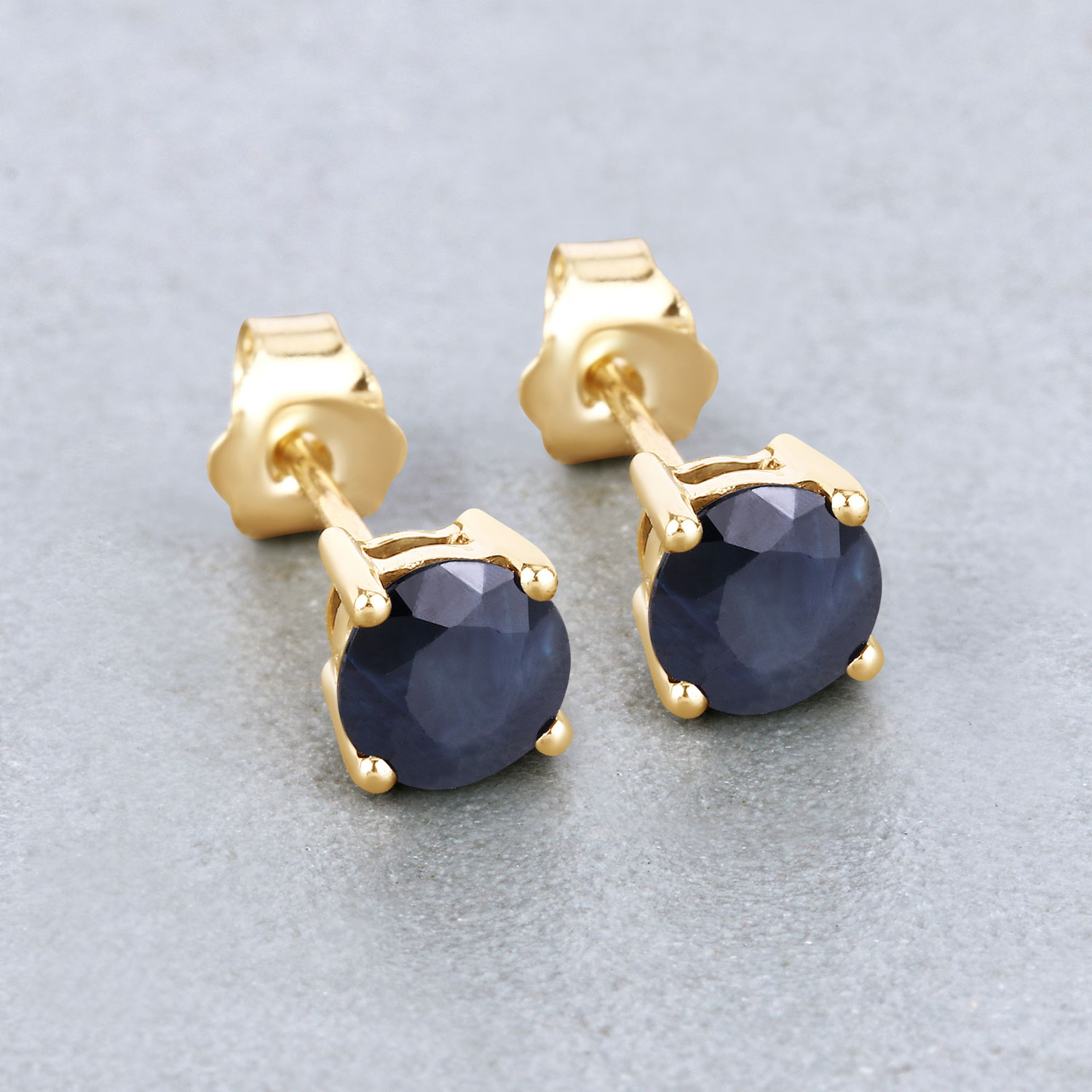 1.70 Carat Genuine Blue Sapphire 10K Yellow Gold Earrings 1.70 C.T.W 10K yellow gold - view 4