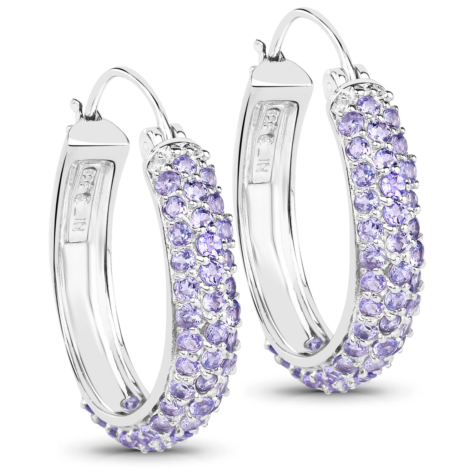 3.06 Carat Genuine Tanzanite .925 Sterling Silver Earrings 3.06 C.T.W Sterling Silver - view 7