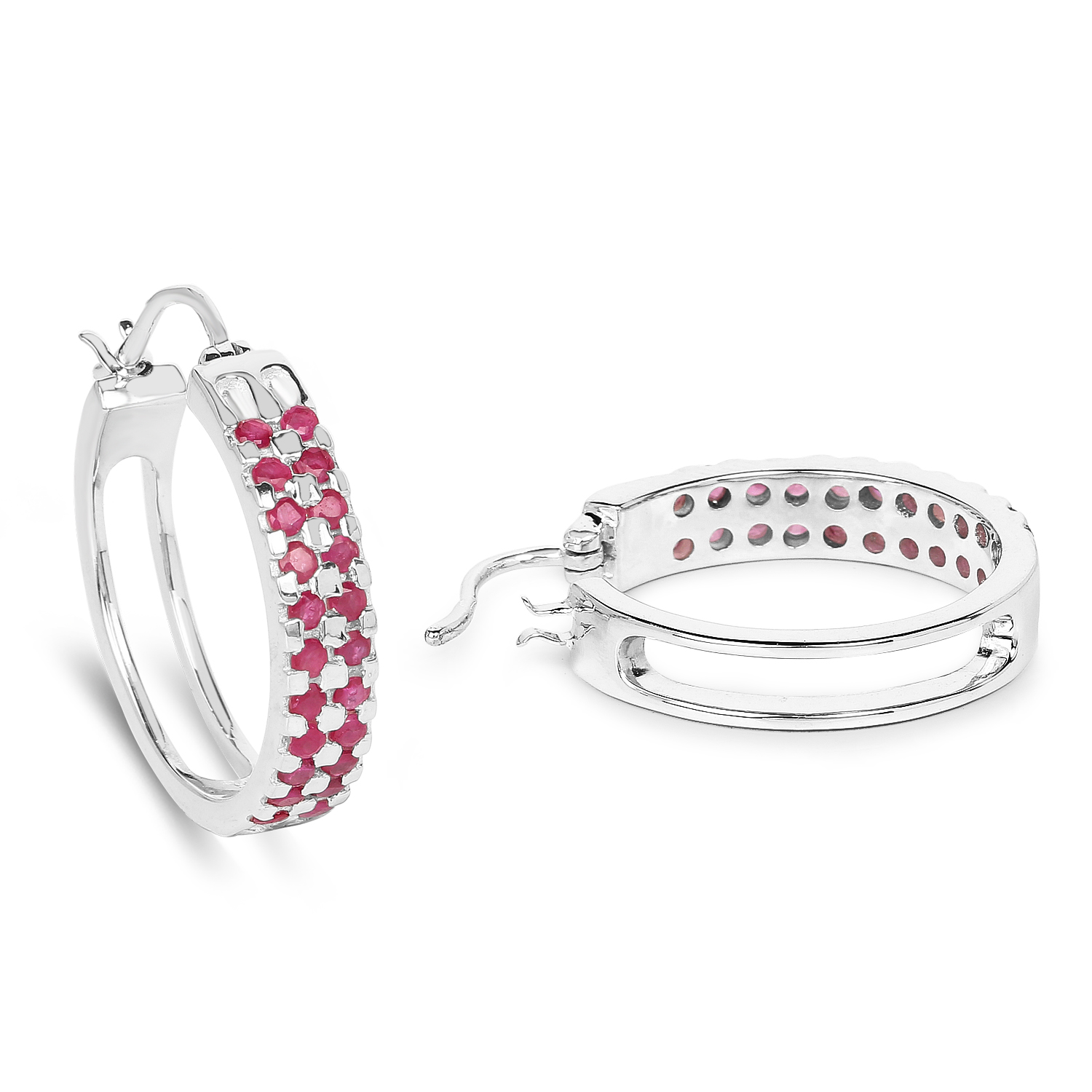 2.20 Carat Genuine Ruby .925 Sterling Silver Earrings 2.20 C.T.W Sterling Silver - view 3