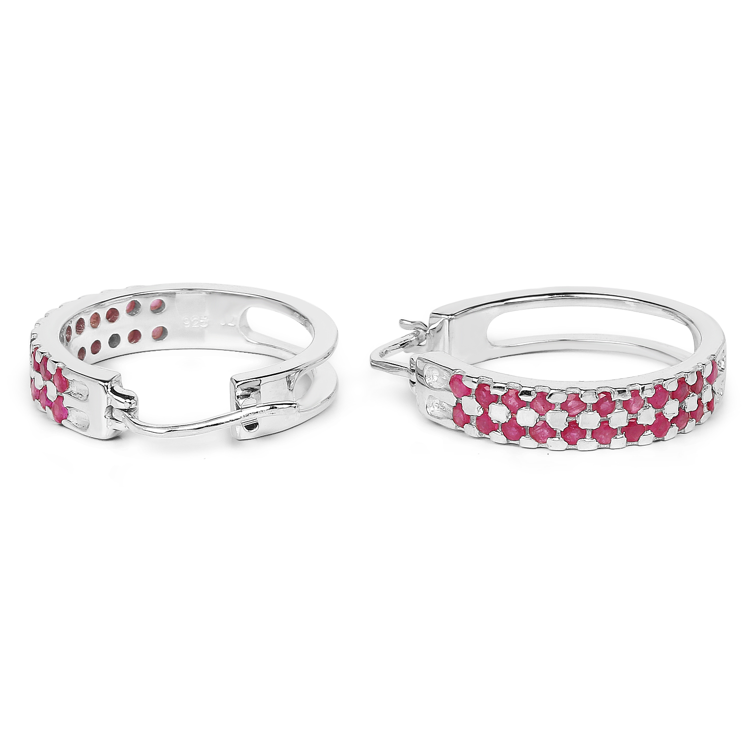 2.20 Carat Genuine Ruby .925 Sterling Silver Earrings 2.20 C.T.W Sterling Silver - view 4