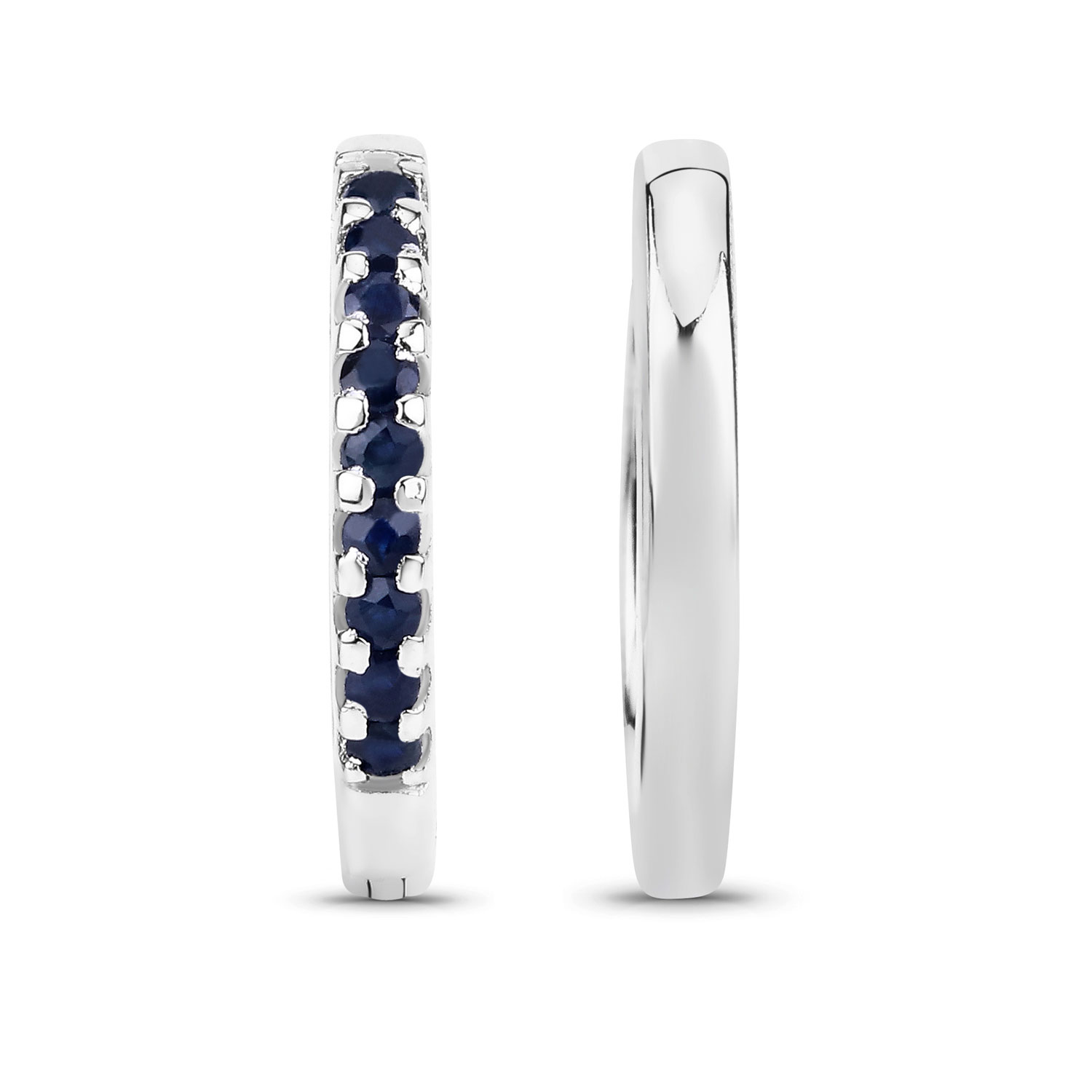 0.43 Carat Genuine Blue Sapphire .925 Sterling Silver Earrings 0.43 C.T.W Sterling Silver - view 2