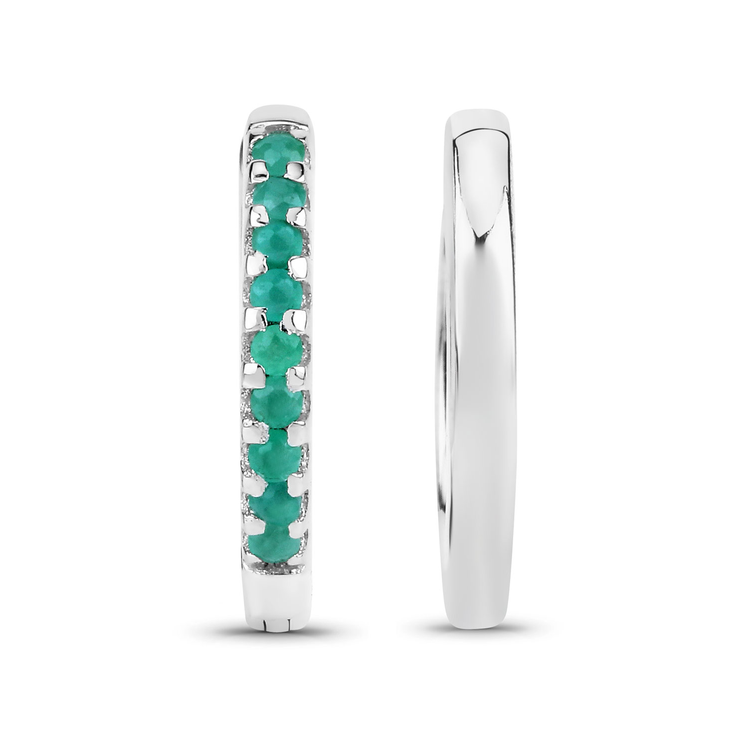 0.31 Carat Genuine Emerald .925 Sterling Silver Earrings 0.31 C.T.W Sterling Silver - view 2