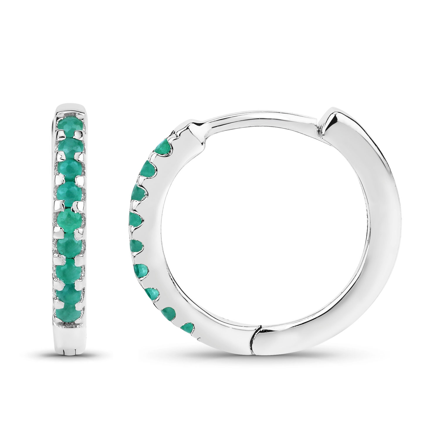 0.31 Carat Genuine Emerald .925 Sterling Silver Earrings 0.31 C.T.W Sterling Silver - view 3