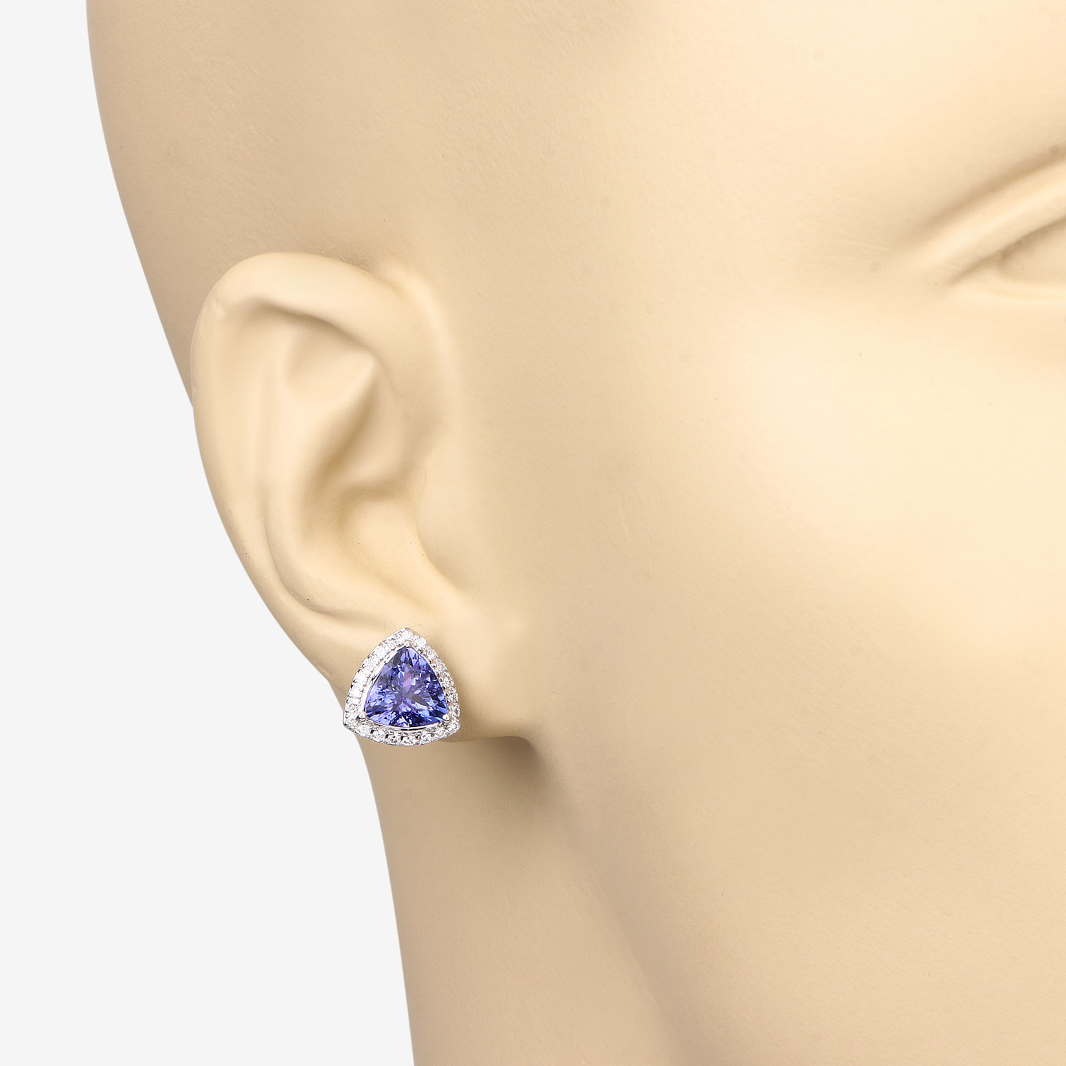 3.82 Carat Genuine Tanzanite and White Diamond 14K White Gold Earrings 3.82 C.T.W 14K white gold - view 4