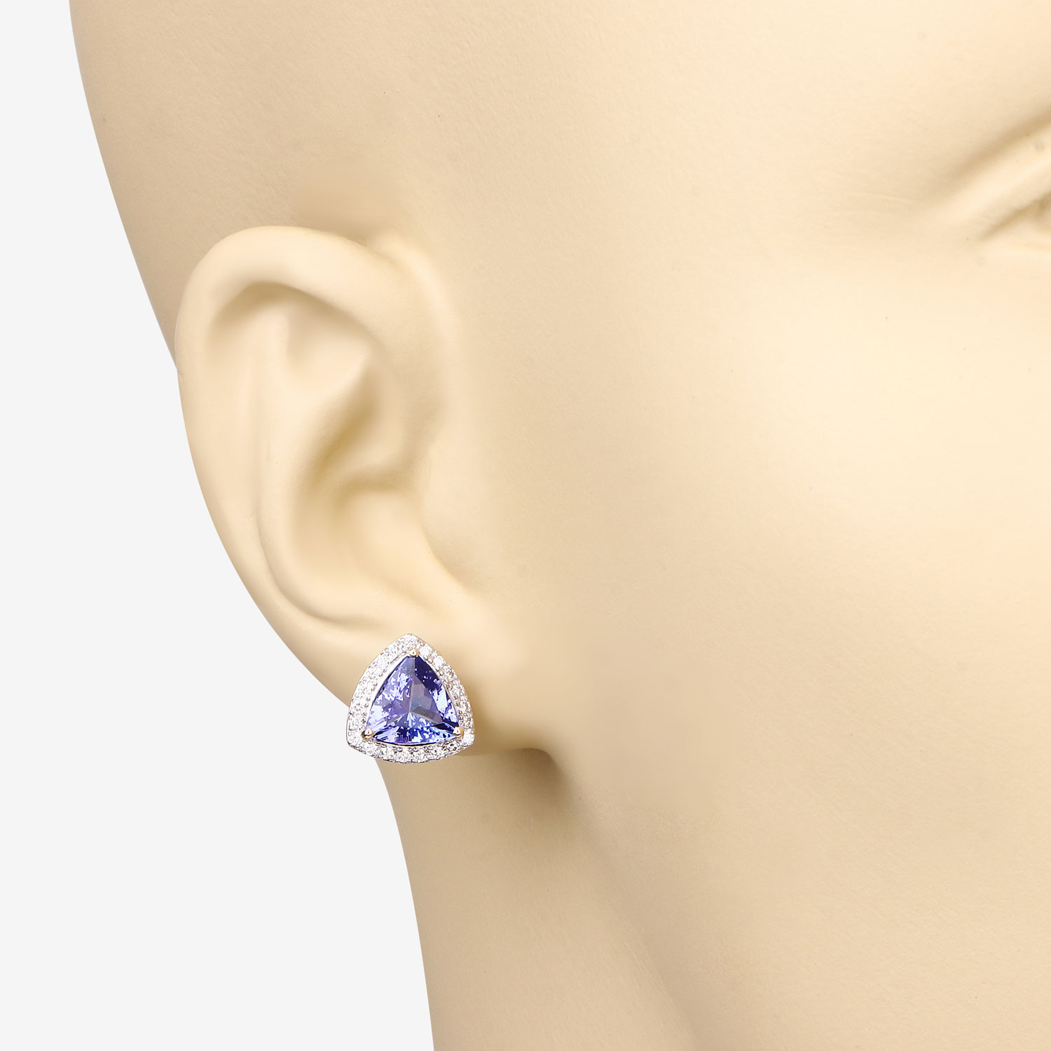 3.82 Carat Genuine Tanzanite and White Diamond 14K Yellow Gold Earrings 3.82 C.T.W 14K yellow or white gold - view 2