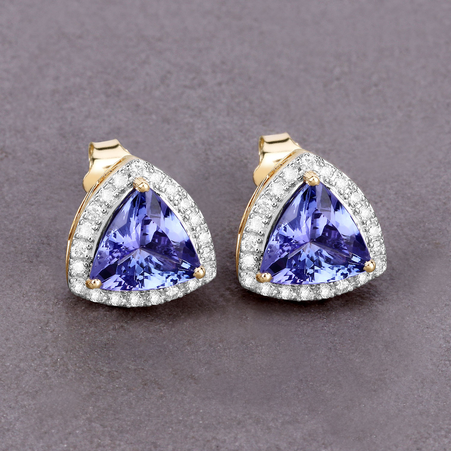 3.82 Carat Genuine Tanzanite and White Diamond 14K Yellow Gold Earrings 3.82 C.T.W 14K yellow or white gold - view 7