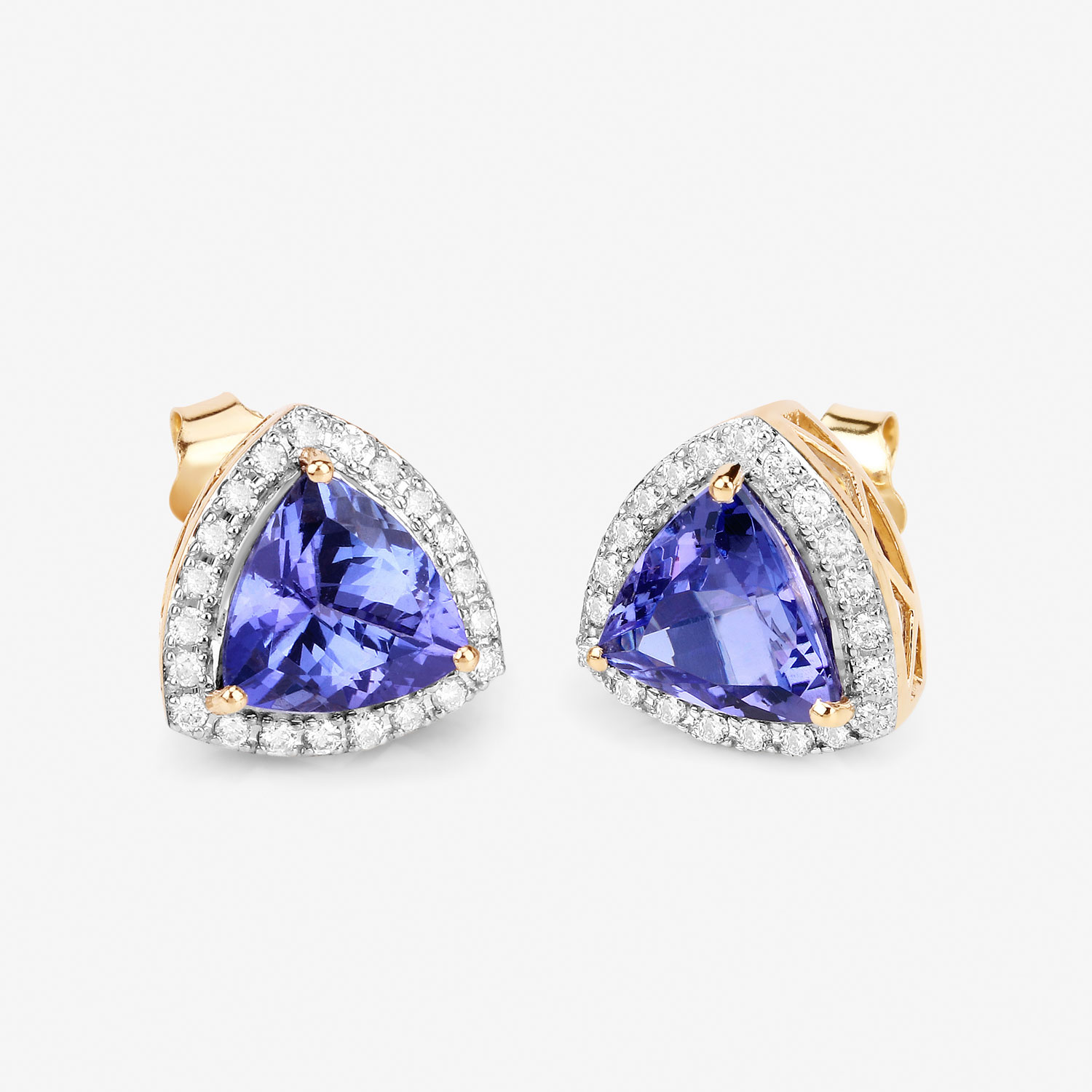 3.82 Carat Genuine Tanzanite and White Diamond 14K Yellow Gold Earrings 3.82 C.T.W 14K yellow or white gold - view 4