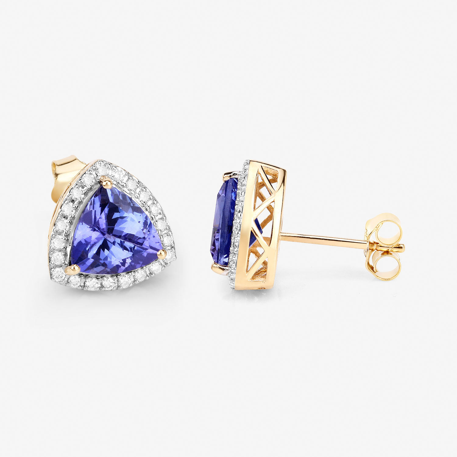 3.82 Carat Genuine Tanzanite and White Diamond 14K Yellow Gold Earrings 3.82 C.T.W 14K yellow or white gold - view 3
