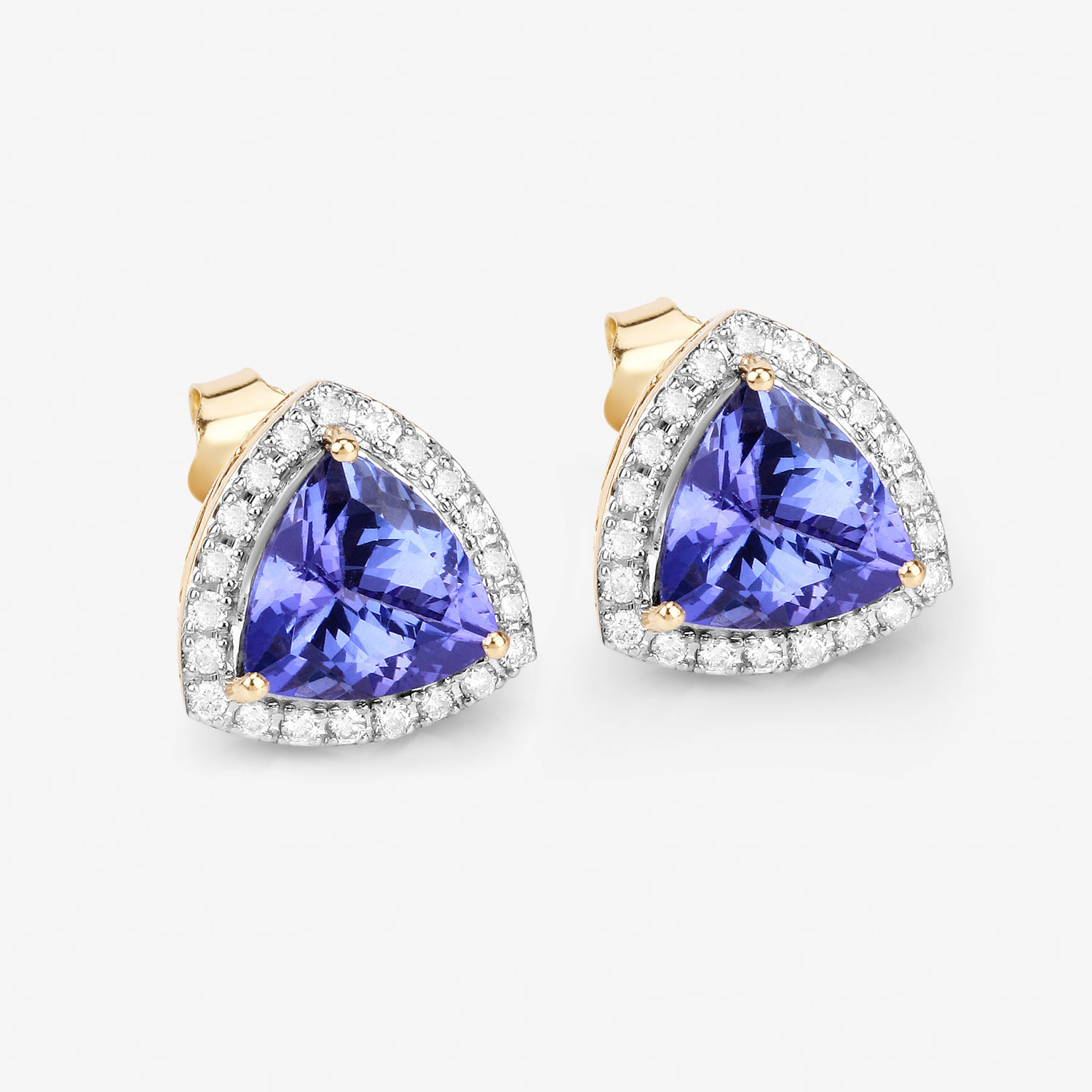 3.82 Carat Genuine Tanzanite and White Diamond 14K Yellow Gold Earrings 3.82 C.T.W 14K yellow or white gold - view 5