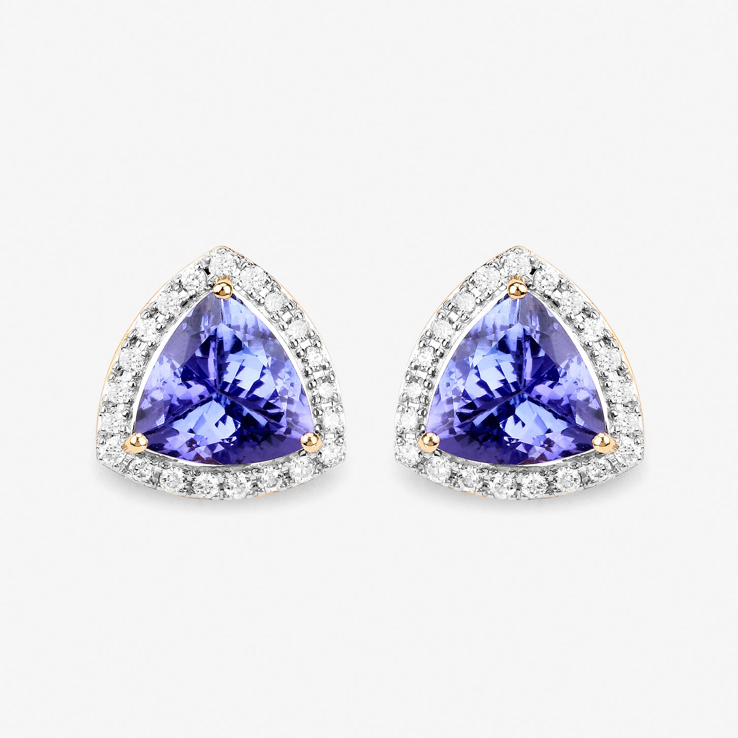 3.82 Carat Genuine Tanzanite and White Diamond 14K Yellow Gold Earrings 3.82 C.T.W 14K yellow or white gold - view 6