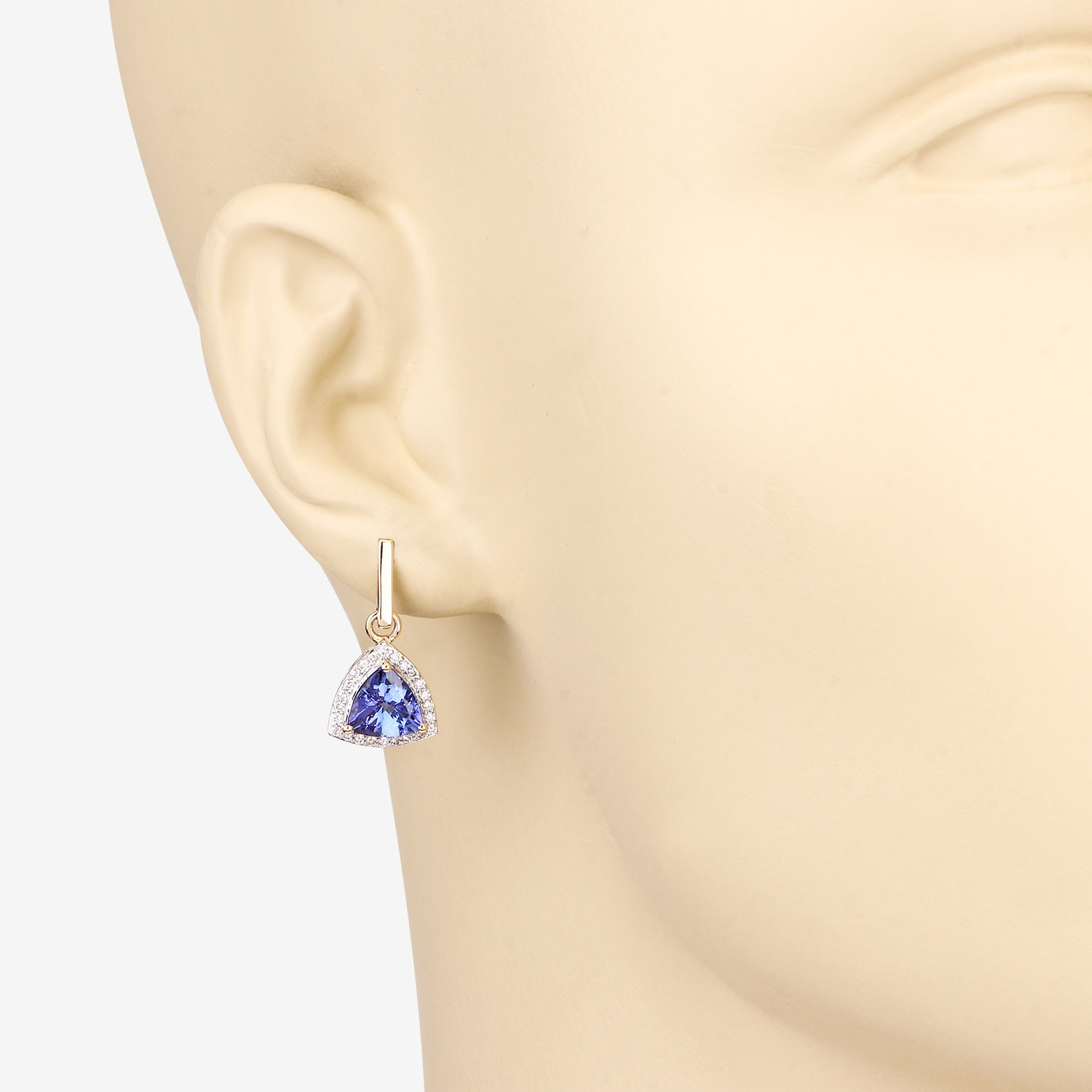 3.86 Carat Genuine Tanzanite and White Diamond 14K Yellow Gold Earrings 3.86 C.T.W 14K yellow or white gold - view 2