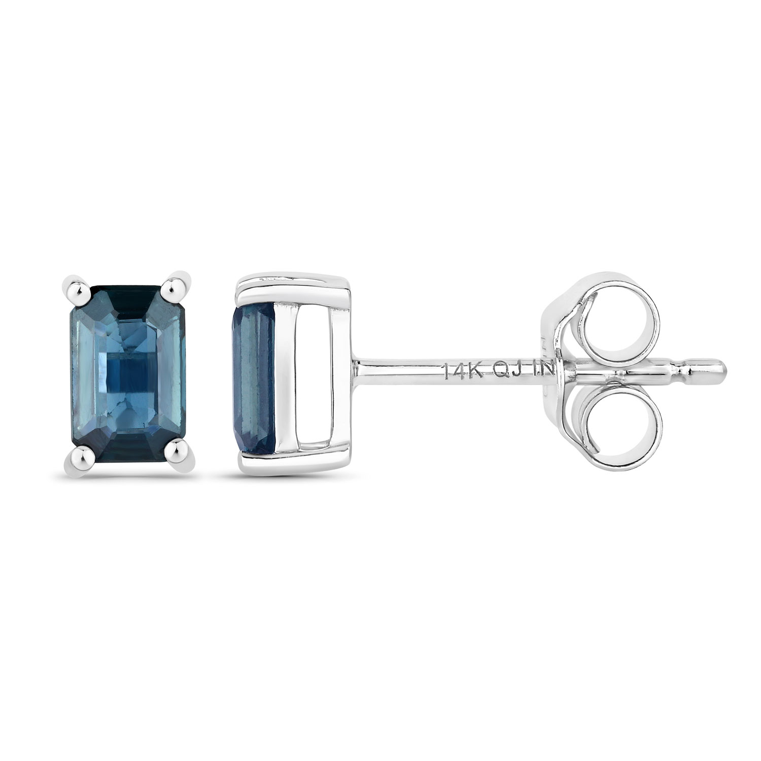 0.80 Carat Genuine Blue Sapphire 14K White Gold Earrings 0.80 C.T.W 14K white gold - view 3