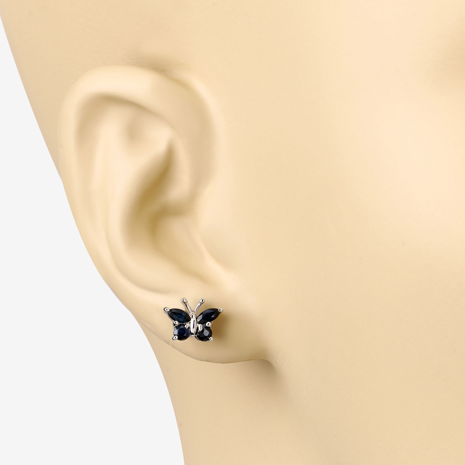 0.61 Carat Genuine Blue Sapphire .925 Sterling Silver Earrings 0.61 C.T.W Sterling Silver - view 3