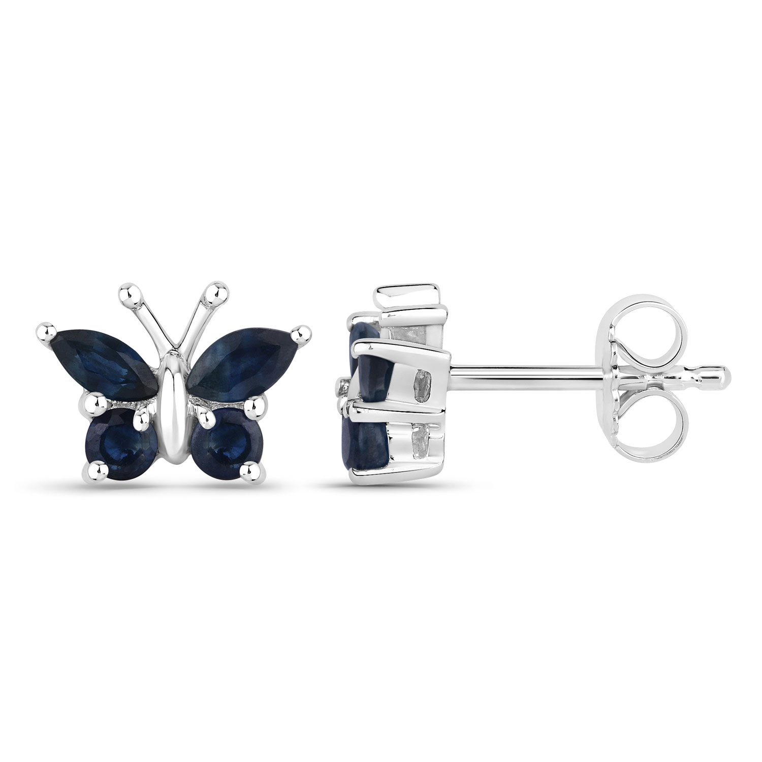 0.61 Carat Genuine Blue Sapphire .925 Sterling Silver Earrings 0.61 C.T.W Sterling Silver - view 2