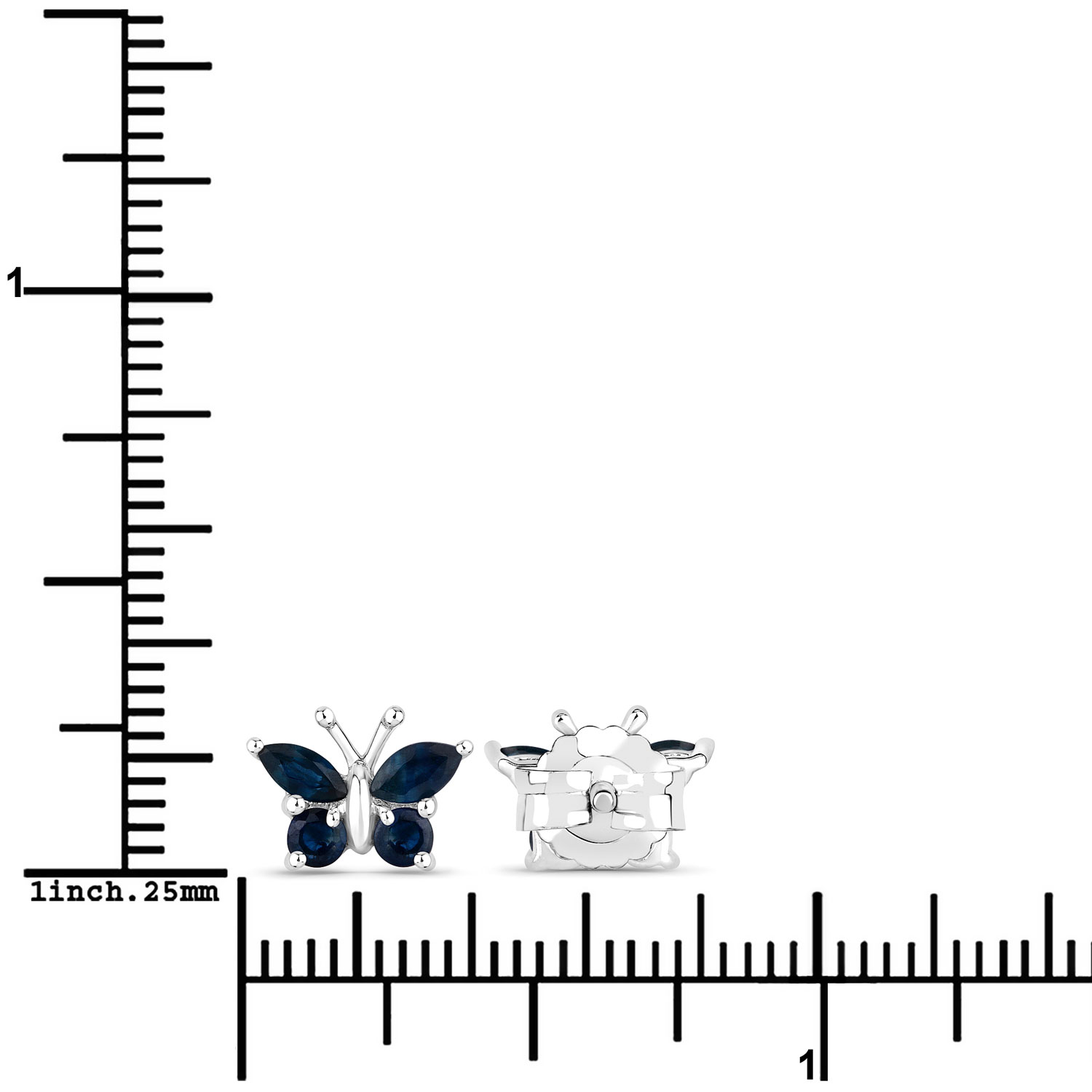 0.61 Carat Genuine Blue Sapphire .925 Sterling Silver Earrings 0.61 C.T.W Sterling Silver - view 4