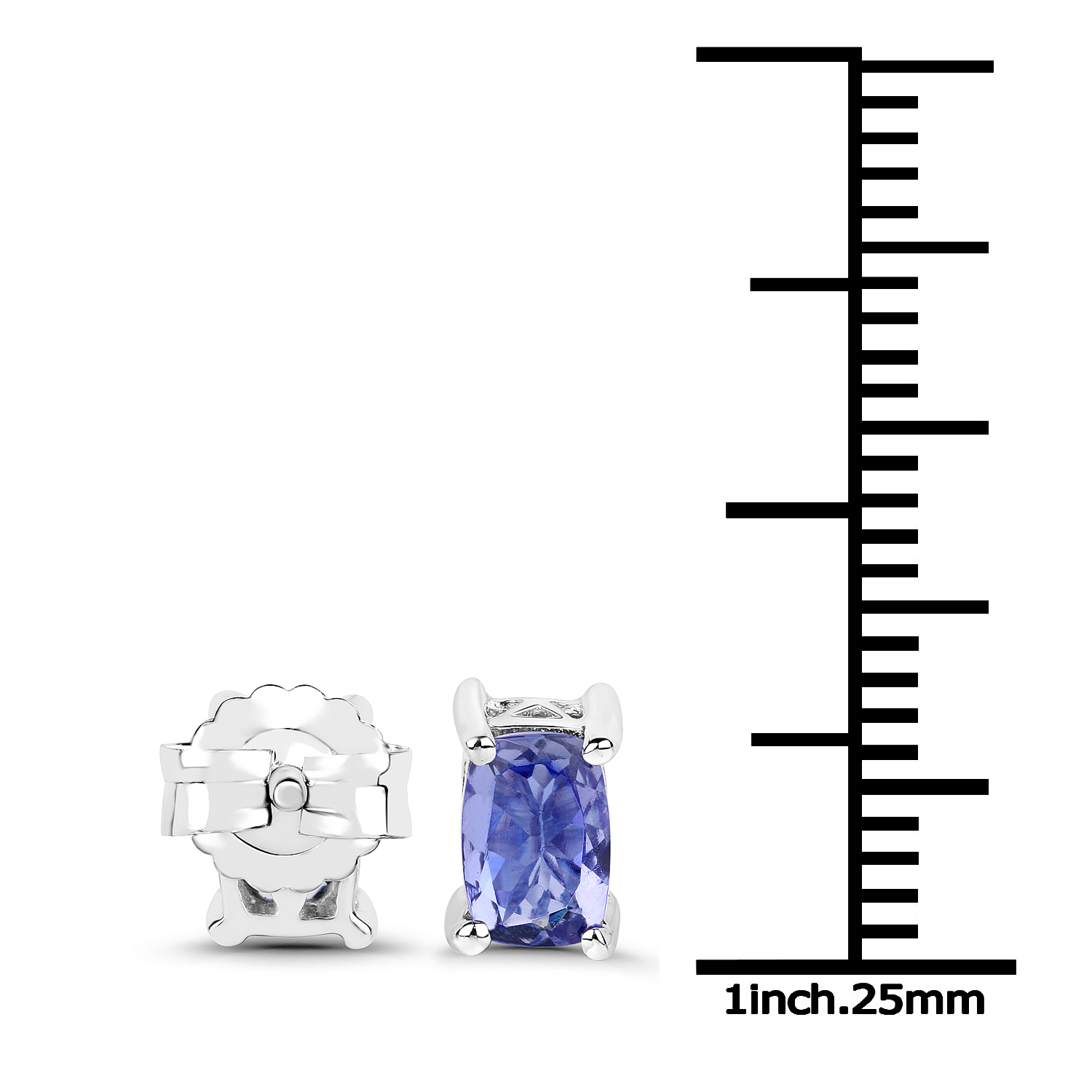 1.06 Carat Genuine Tanzanite .925 Sterling Silver Earrings 1.06 C.T.W Sterling Silver - view 2