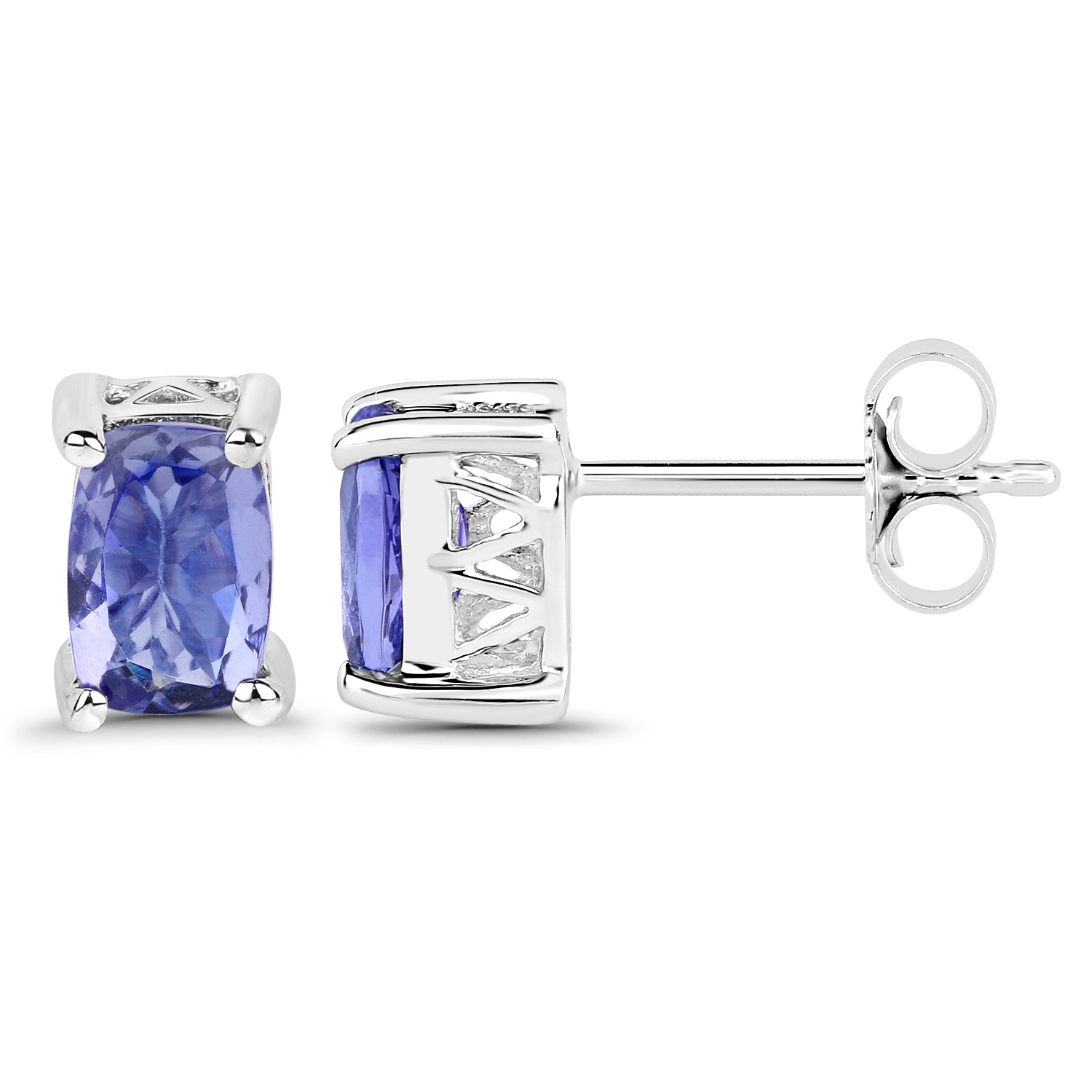 1.06 Carat Genuine Tanzanite .925 Sterling Silver Earrings 1.06 C.T.W Sterling Silver - view 3