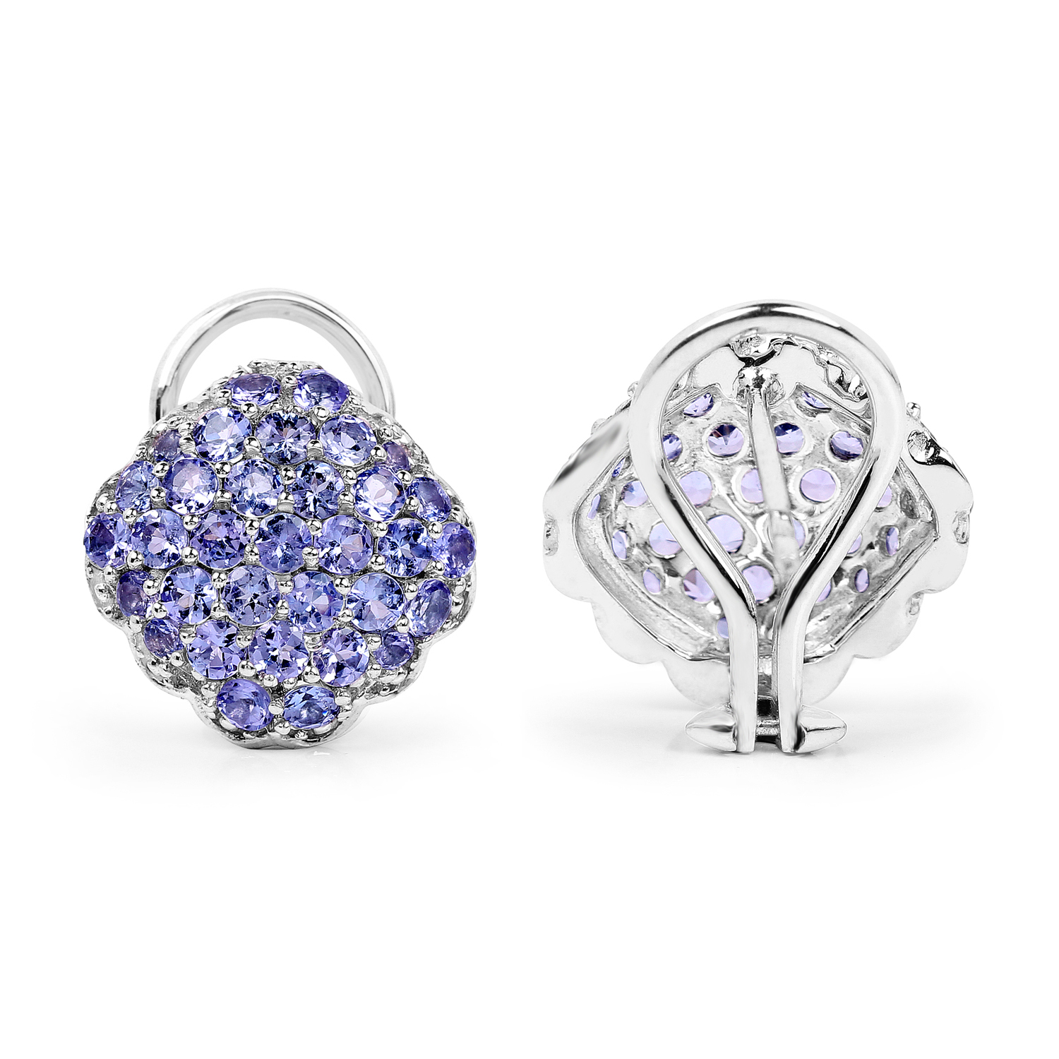 3.14 Carat Genuine Tanzanite .925 Sterling Silver Earrings 3.14 C.T.W Sterling Silver - view 2