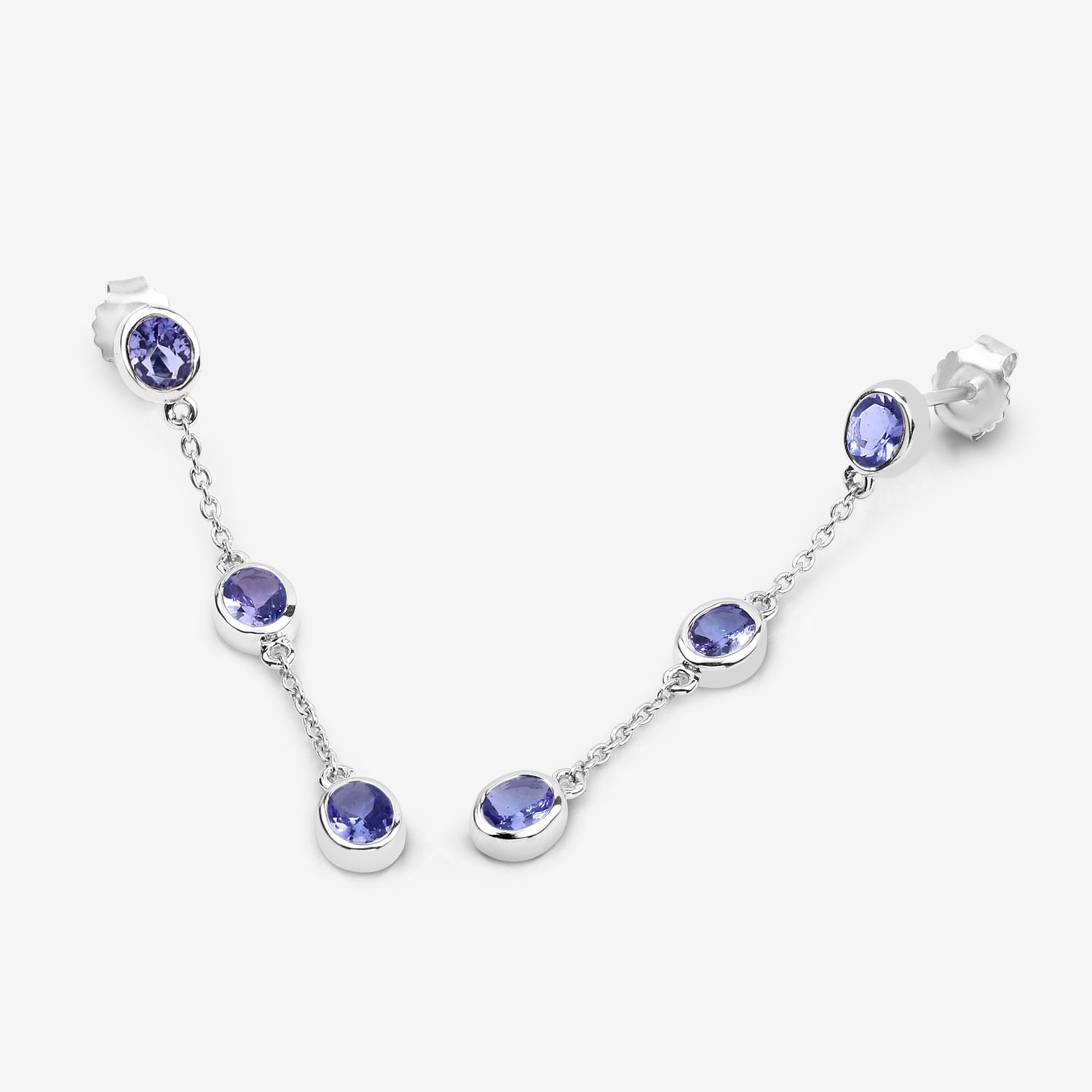 1.98 Carat Genuine Tanzanite .925 Sterling Silver Earrings 1.98 C.T.W Sterling Silver - view 3