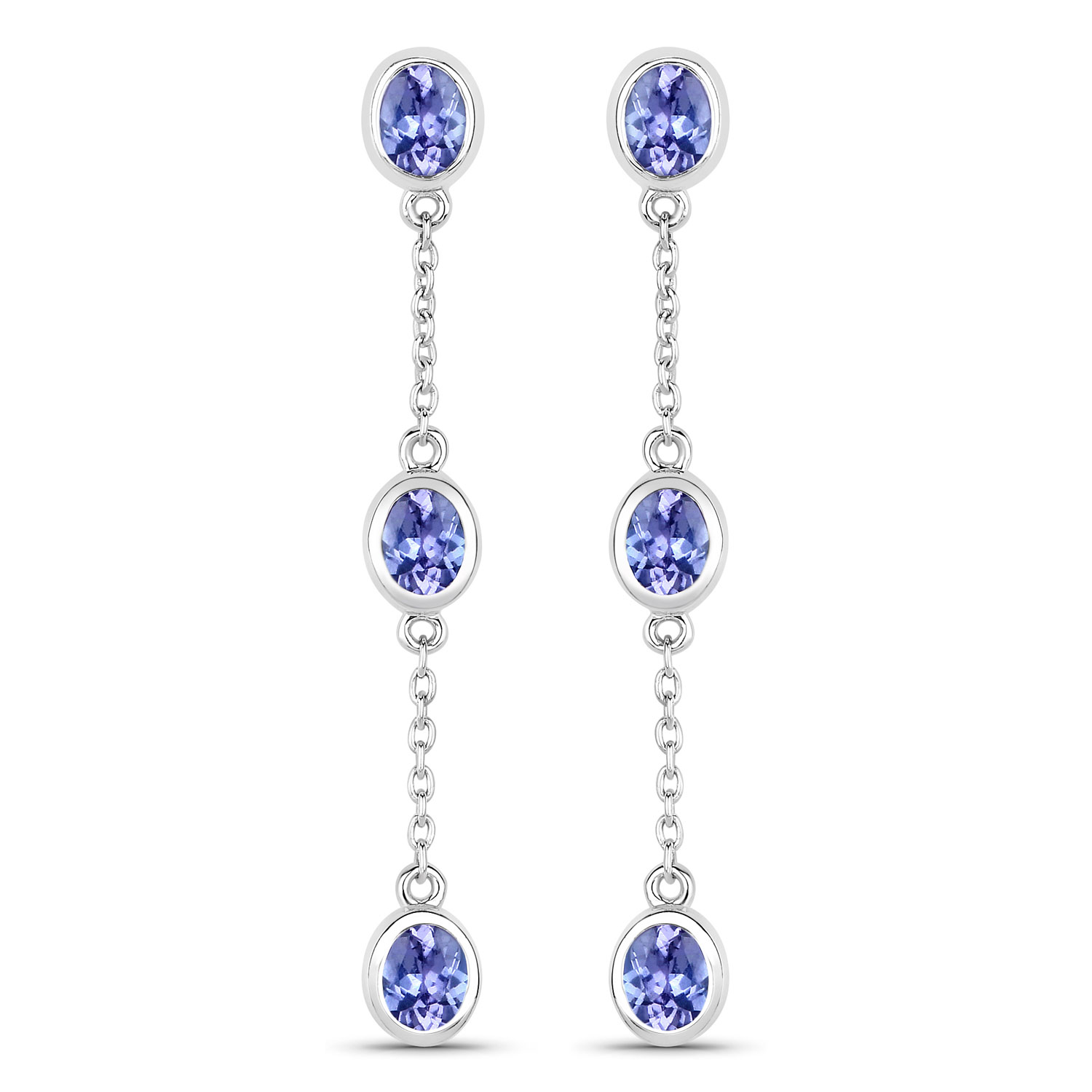 1.98 Carat Genuine Tanzanite .925 Sterling Silver Earrings 1.98 C.T.W Sterling Silver - view 6