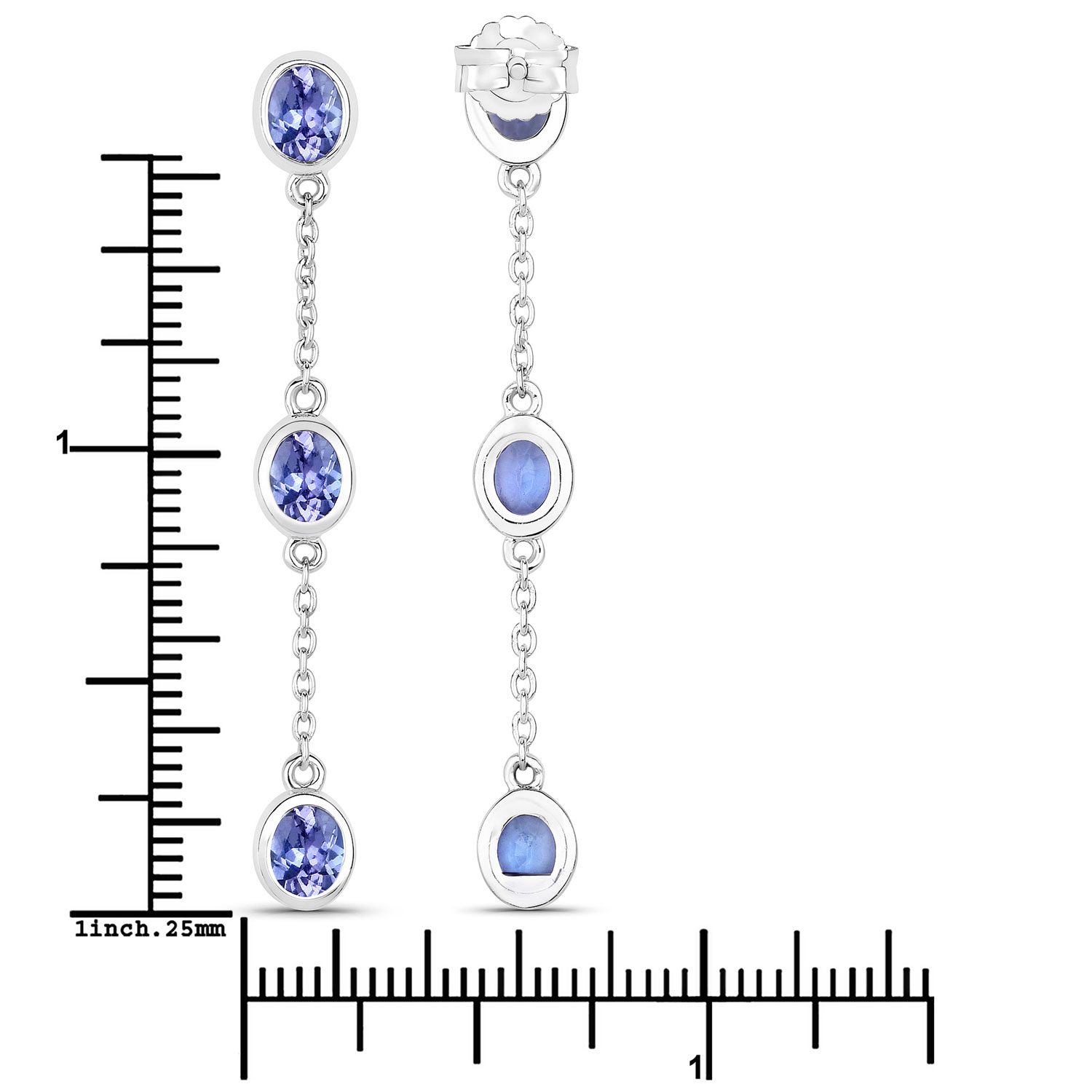 1.98 Carat Genuine Tanzanite .925 Sterling Silver Earrings 1.98 C.T.W Sterling Silver - view 7