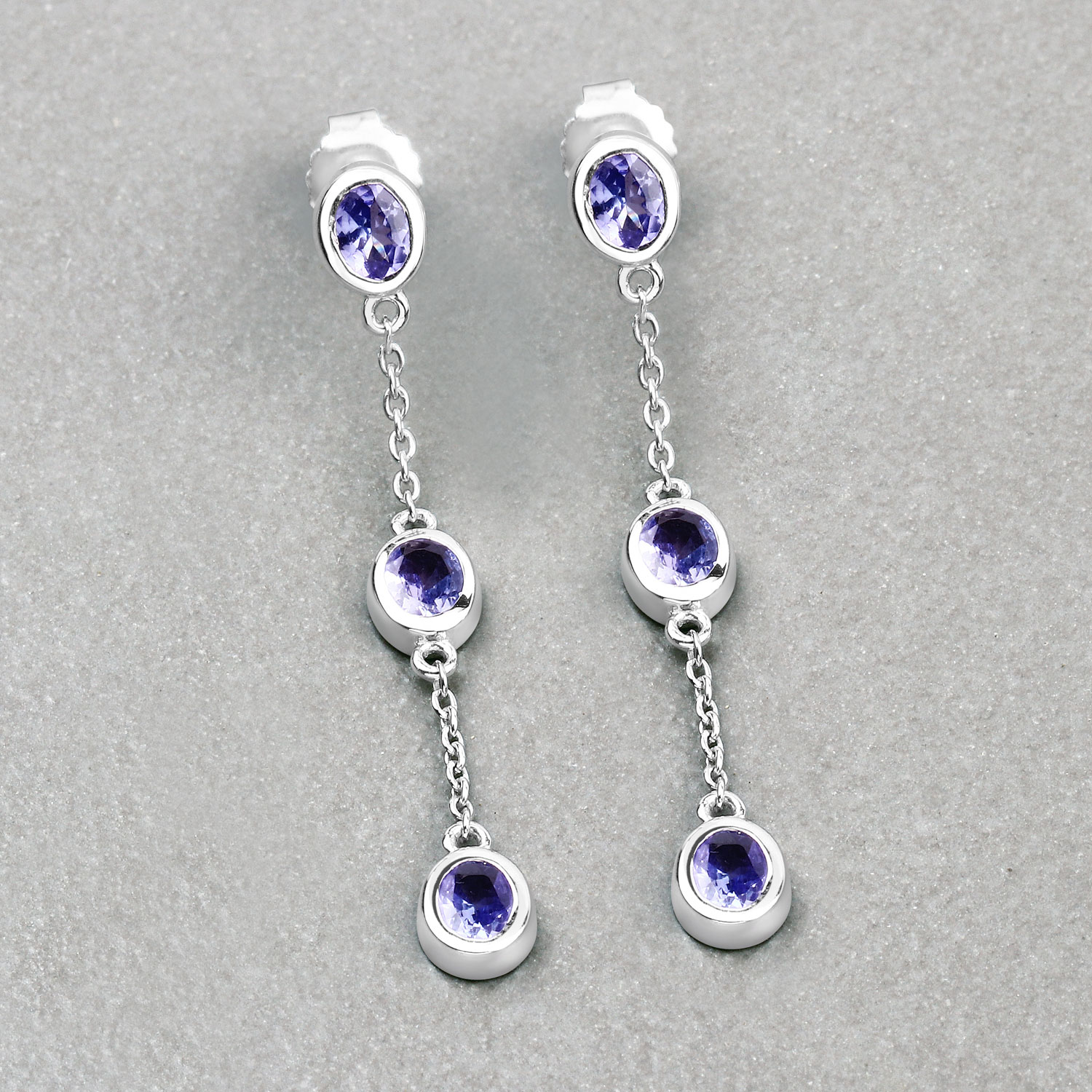 1.98 Carat Genuine Tanzanite .925 Sterling Silver Earrings 1.98 C.T.W Sterling Silver - view 8