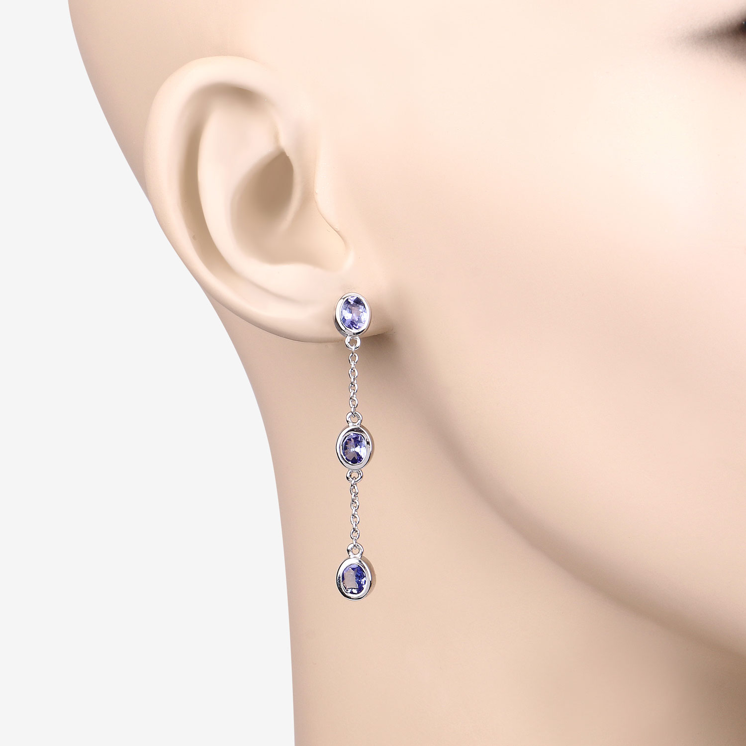 1.98 Carat Genuine Tanzanite .925 Sterling Silver Earrings 1.98 C.T.W Sterling Silver - view 2