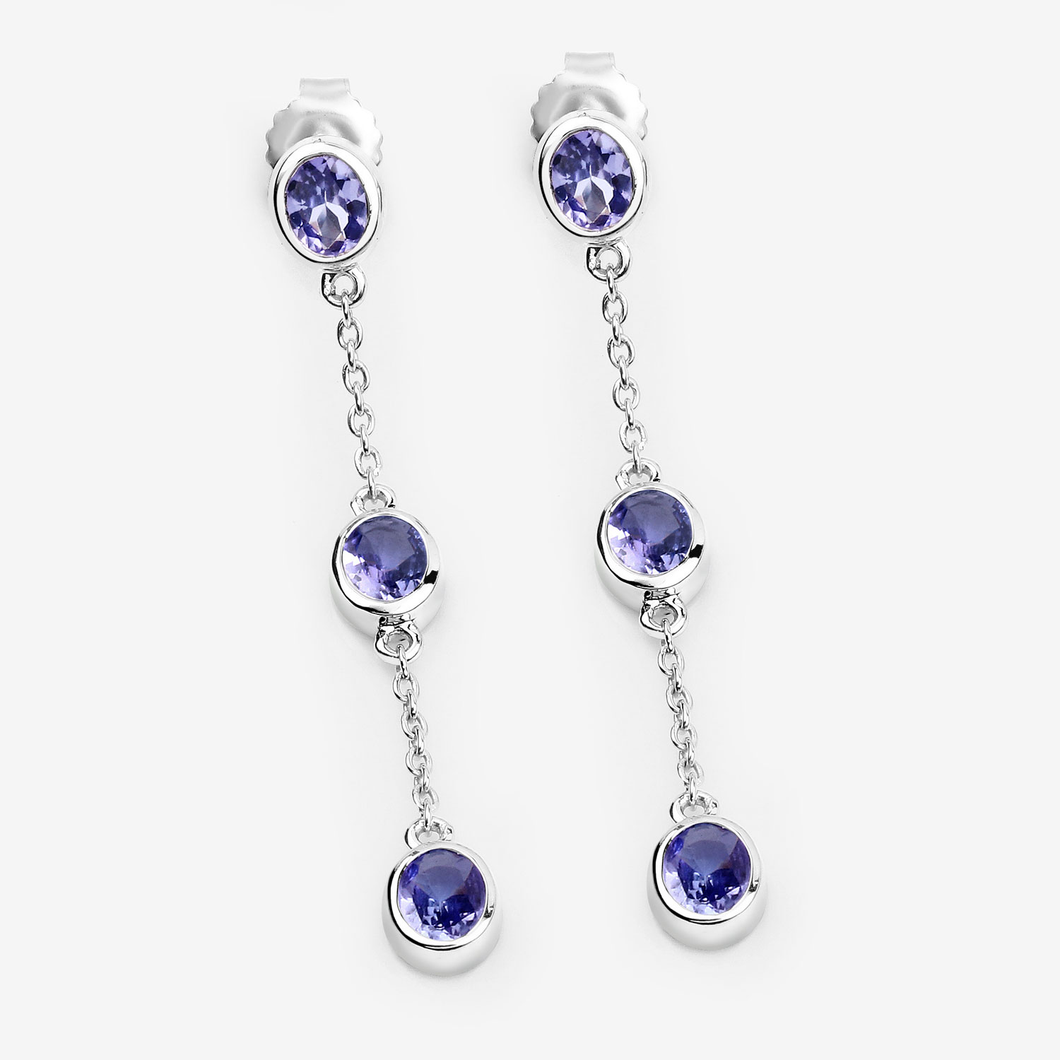 1.98 Carat Genuine Tanzanite .925 Sterling Silver Earrings 1.98 C.T.W Sterling Silver - view 5