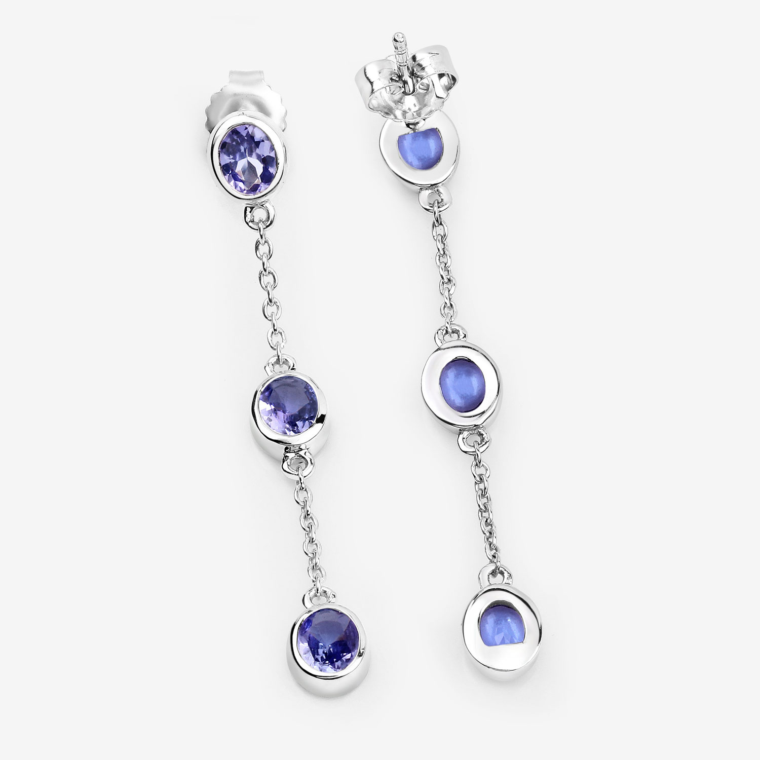 1.98 Carat Genuine Tanzanite .925 Sterling Silver Earrings 1.98 C.T.W Sterling Silver - view 4