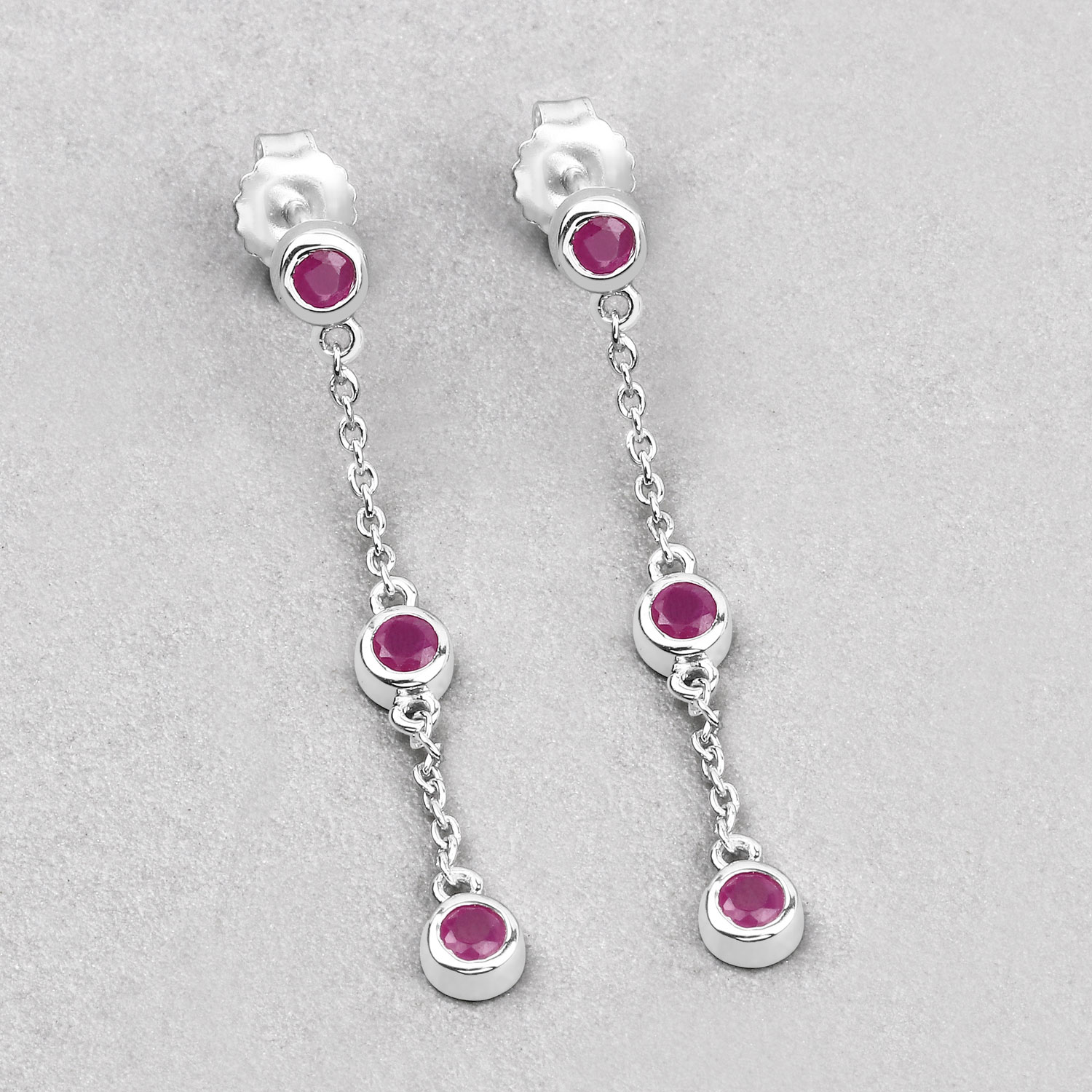 0.78 Carat Genuine Ruby .925 Sterling Silver Earrings 0.78 C.T.W Sterling Silver - view 8