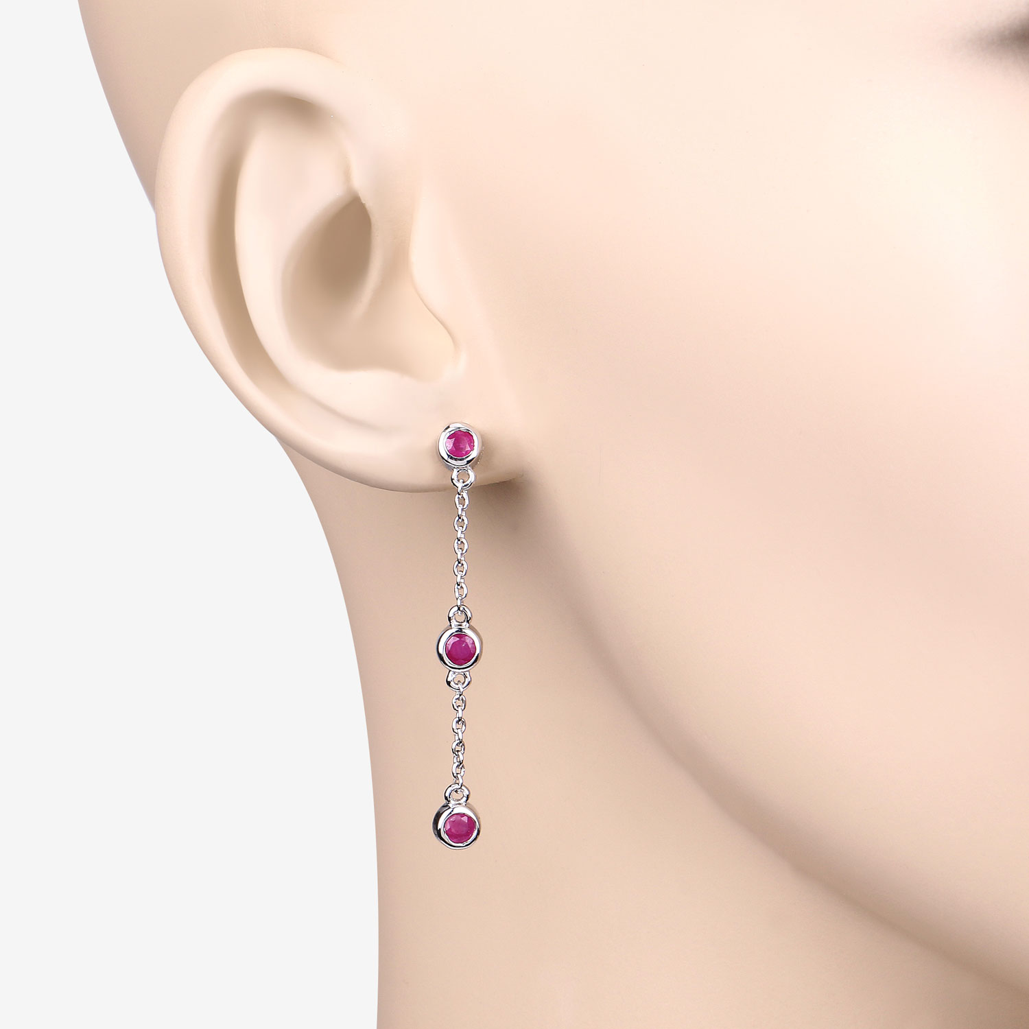 0.78 Carat Genuine Ruby .925 Sterling Silver Earrings 0.78 C.T.W Sterling Silver - view 5