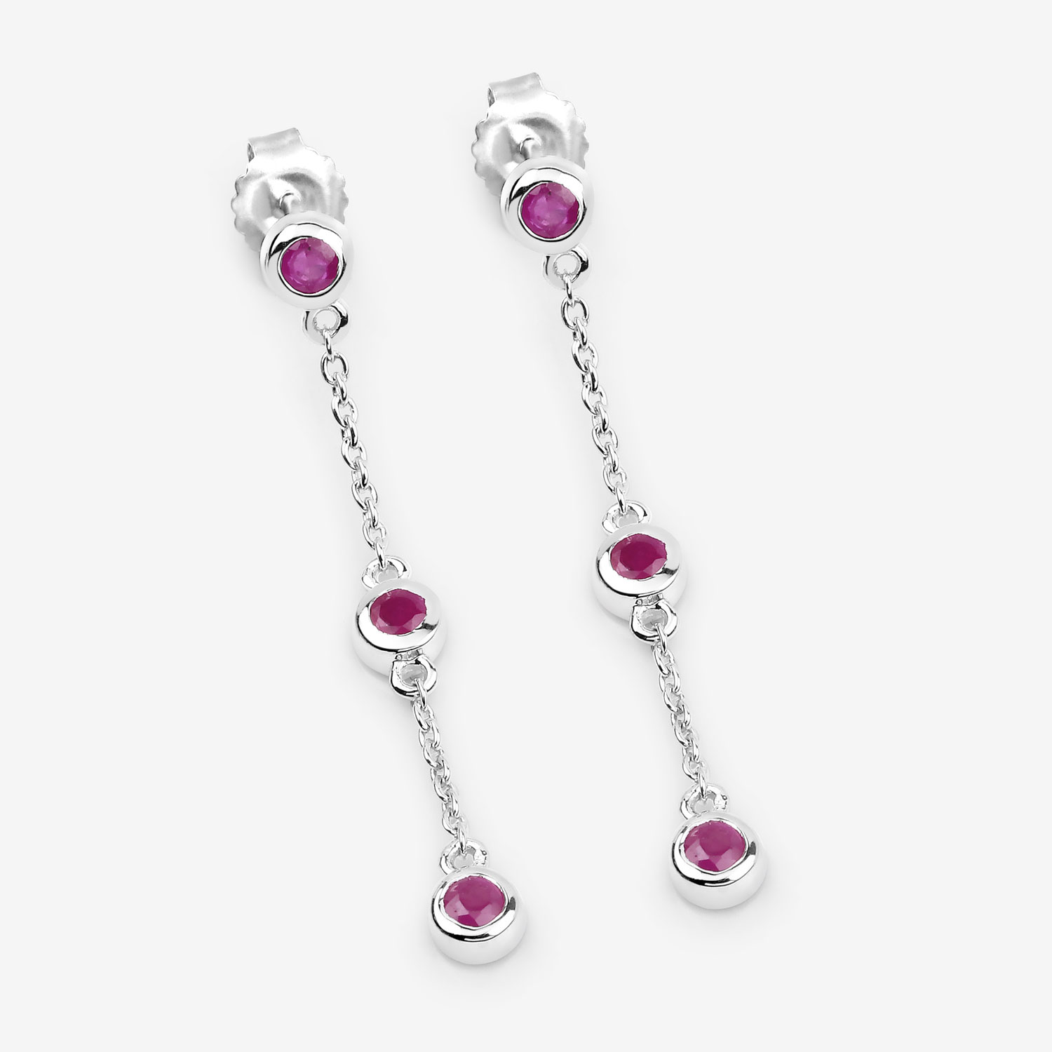 0.78 Carat Genuine Ruby .925 Sterling Silver Earrings 0.78 C.T.W Sterling Silver - view 3