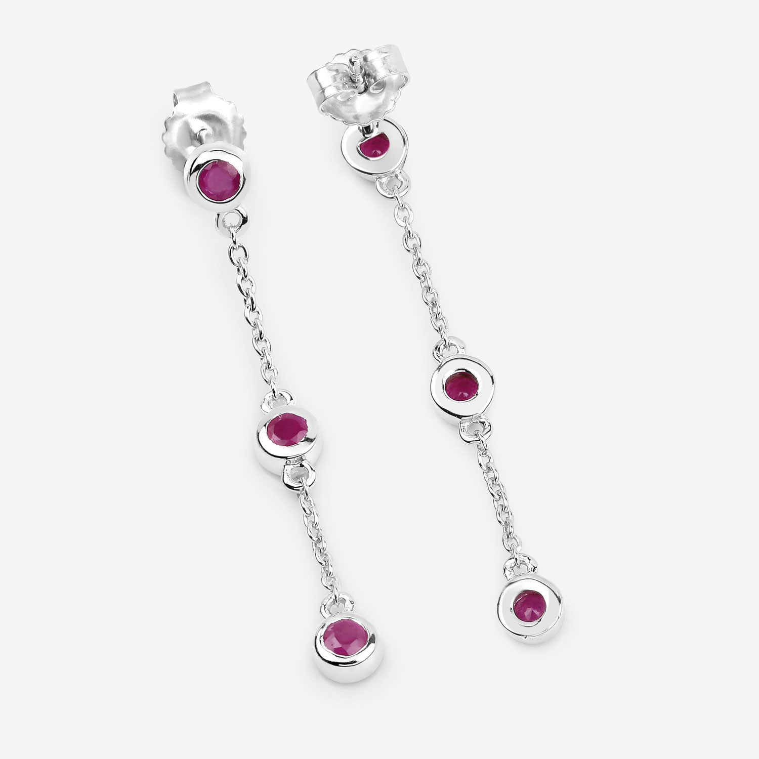 0.78 Carat Genuine Ruby .925 Sterling Silver Earrings 0.78 C.T.W Sterling Silver - view 4