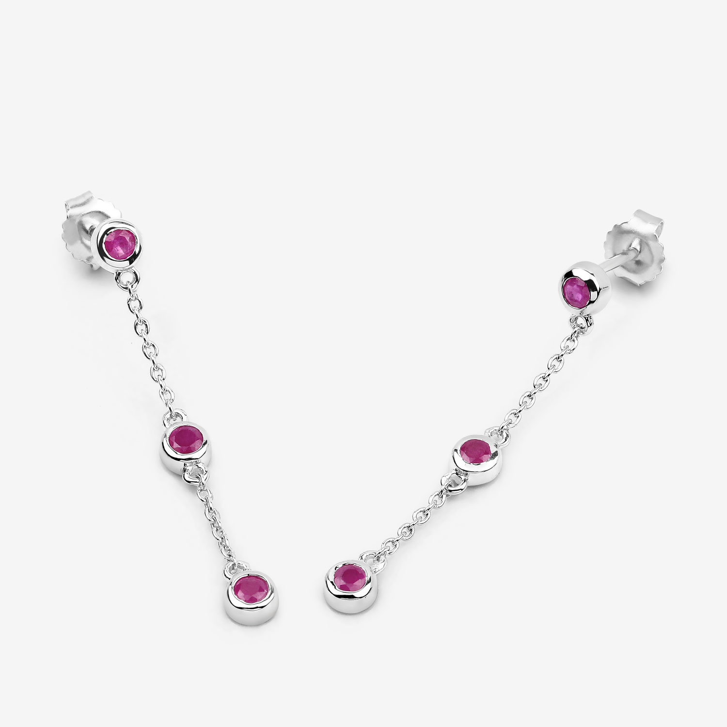 0.78 Carat Genuine Ruby .925 Sterling Silver Earrings 0.78 C.T.W Sterling Silver - view 2