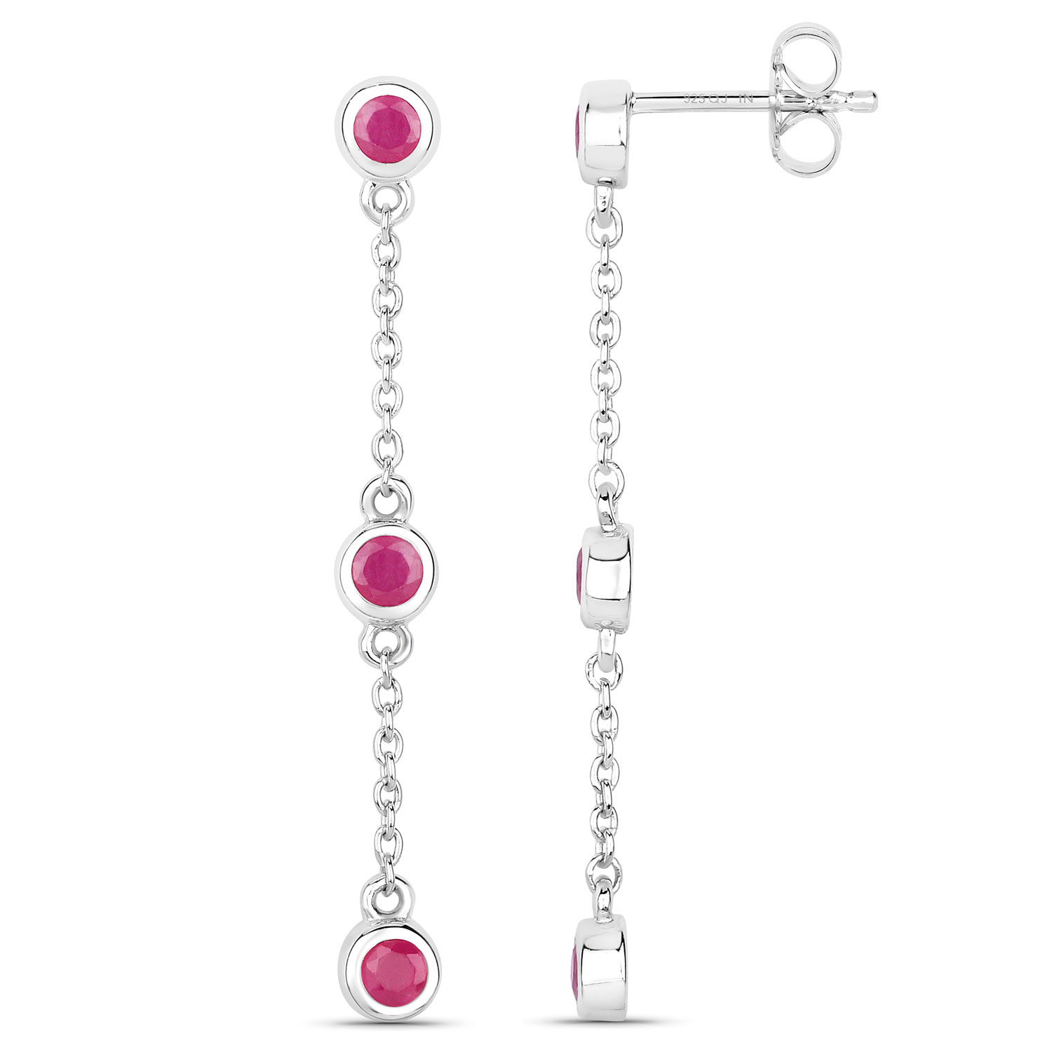 0.78 Carat Genuine Ruby .925 Sterling Silver Earrings 0.78 C.T.W Sterling Silver - view 7