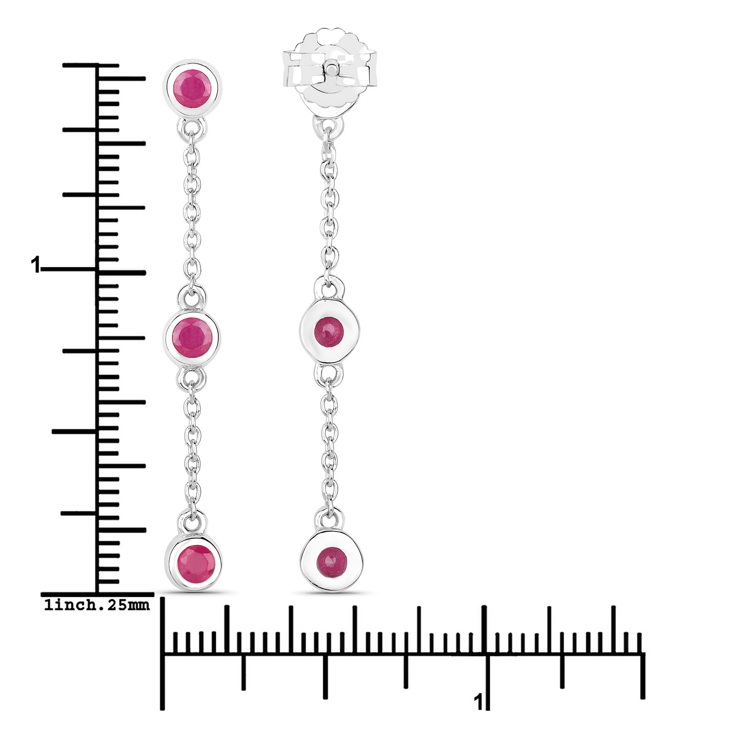 0.78 Carat Genuine Ruby .925 Sterling Silver Earrings 0.78 C.T.W Sterling Silver - view 6