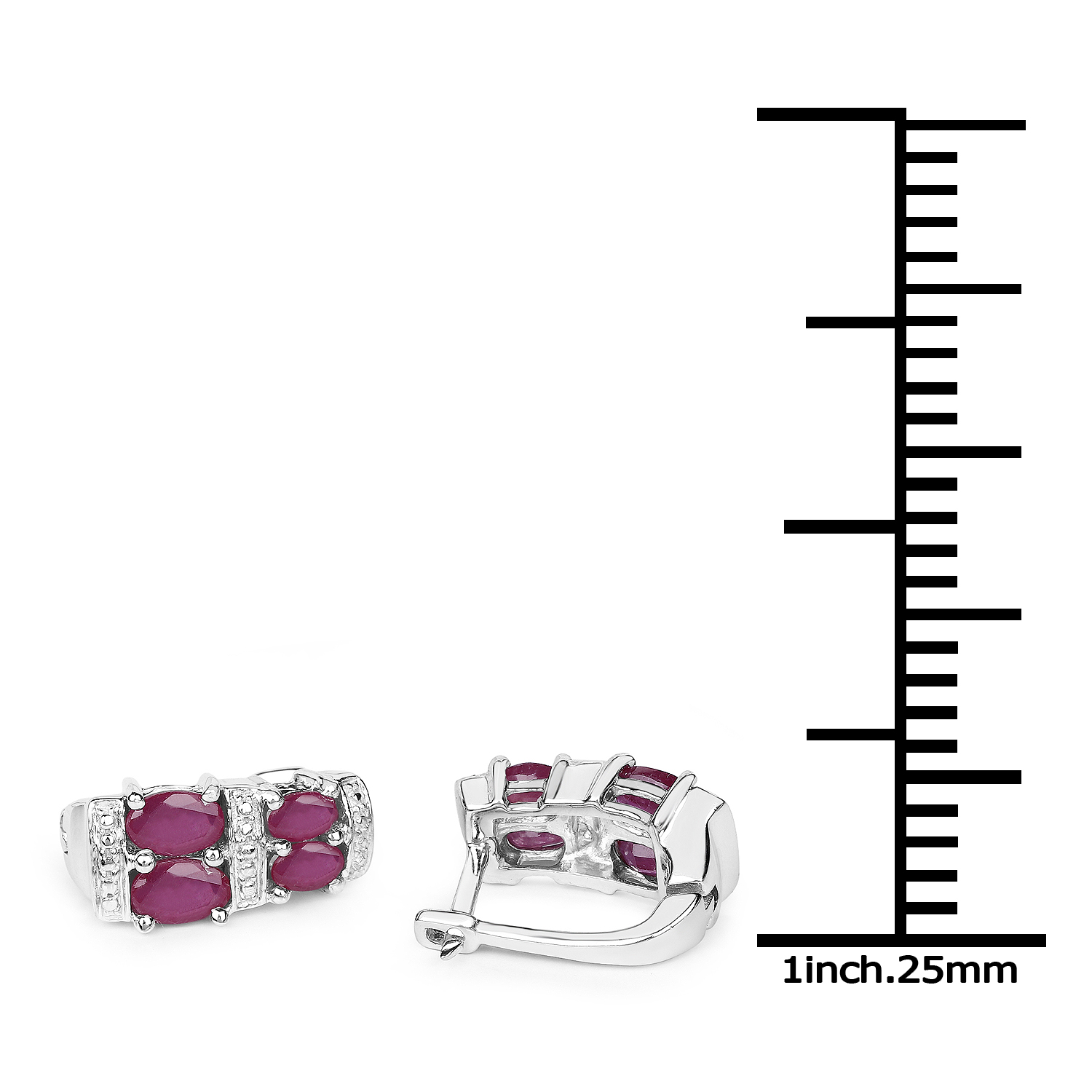 3.20 Carat Glass Filled Ruby .925 Sterling Silver Earrings 3.20 C.T.W Sterling Silver - view 3