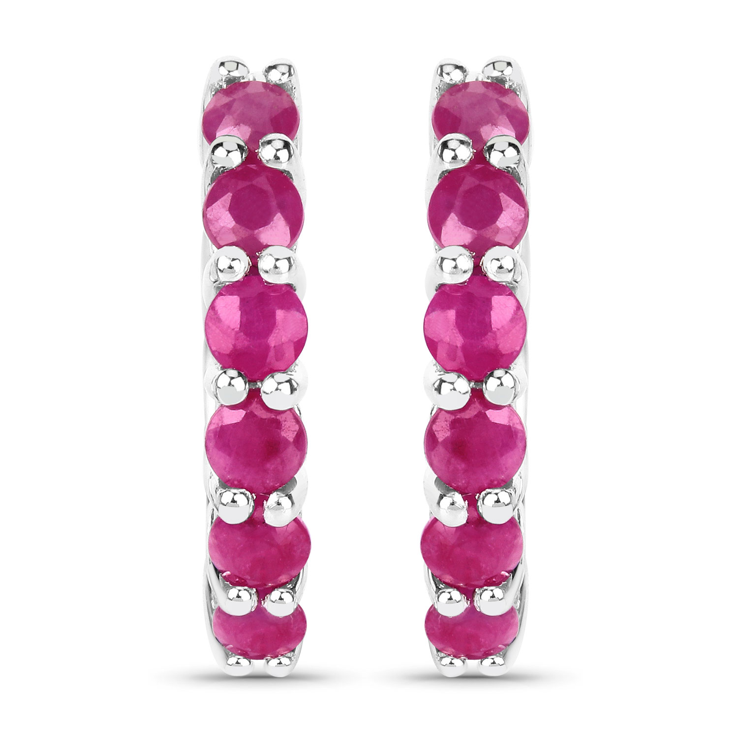 1.56 Carat Genuine Ruby .925 Sterling Silver Earrings 1.56 C.T.W Sterling Silver - view 5